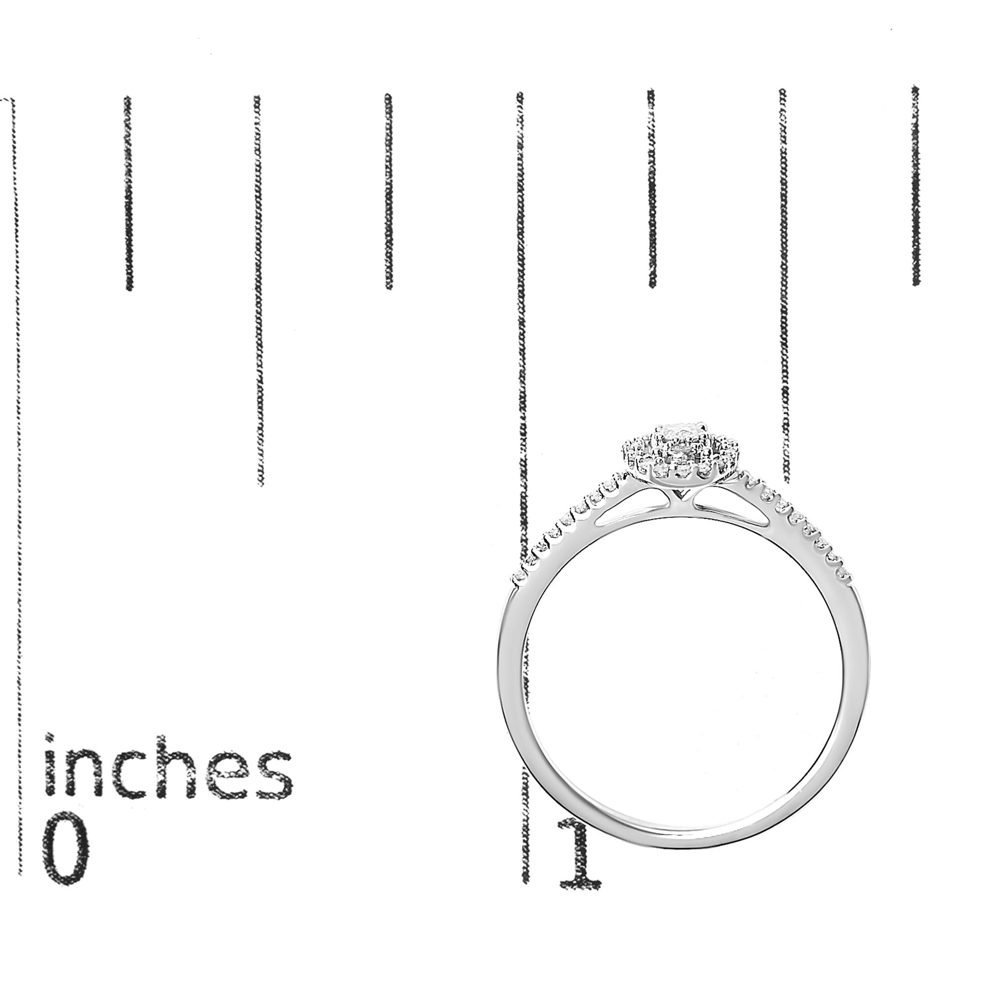 Anello di fidanzamento in oro bianco 14 carati con diamante da 1/5 ct di forma ovale con alone - Friggin Jewelry