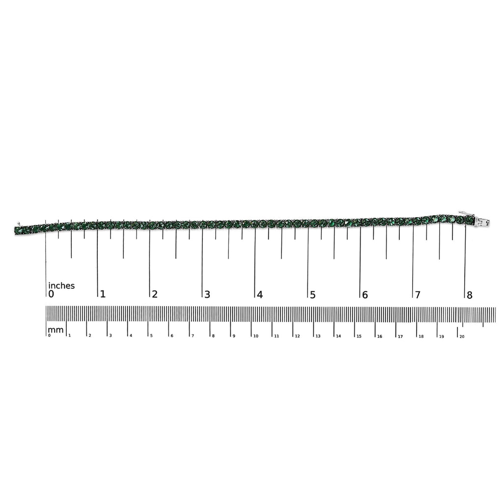 Men's .925 Sterling Silver Created Green Emerald Tennis Bracelet - 8.5" Inches - Friggin Jewelry