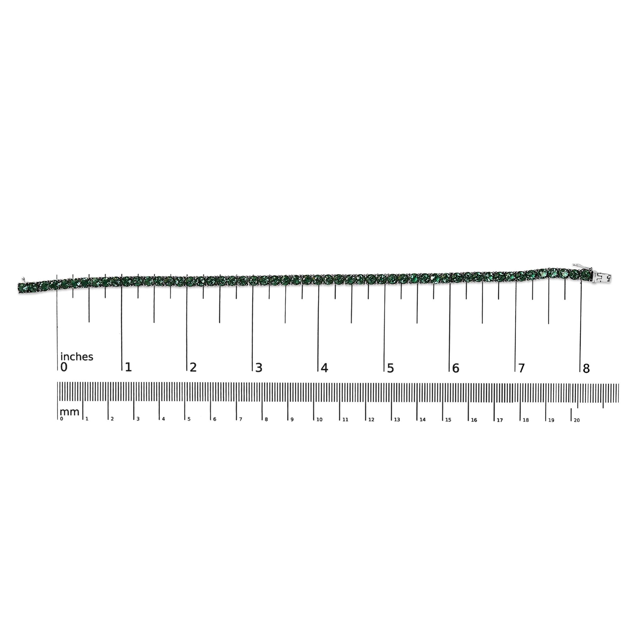 Men's .925 Sterling Silver Created Green Emerald Tennis Bracelet - 8.5" Inches - Friggin Jewelry