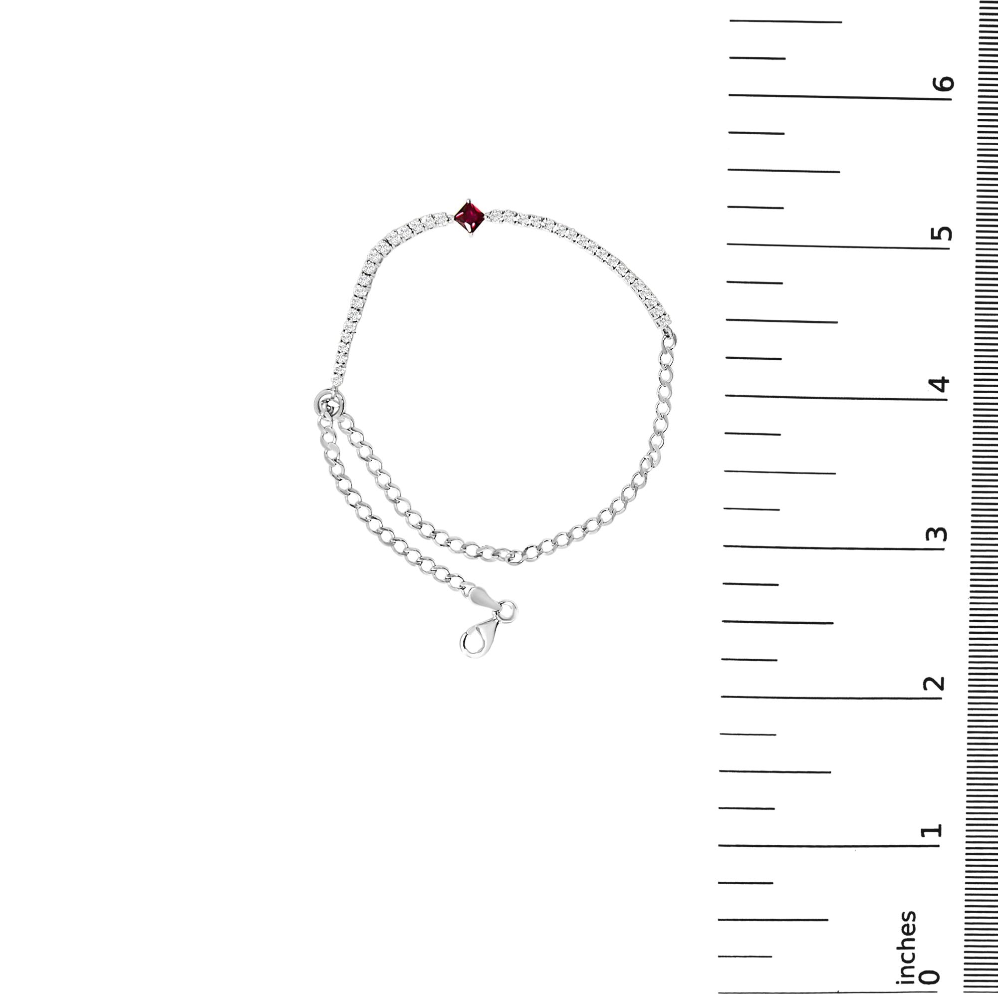 .925 Sterling Silver Created Ruby and Sapphire Adjustable Tennis Chain Bracelet - Friggin Jewelry