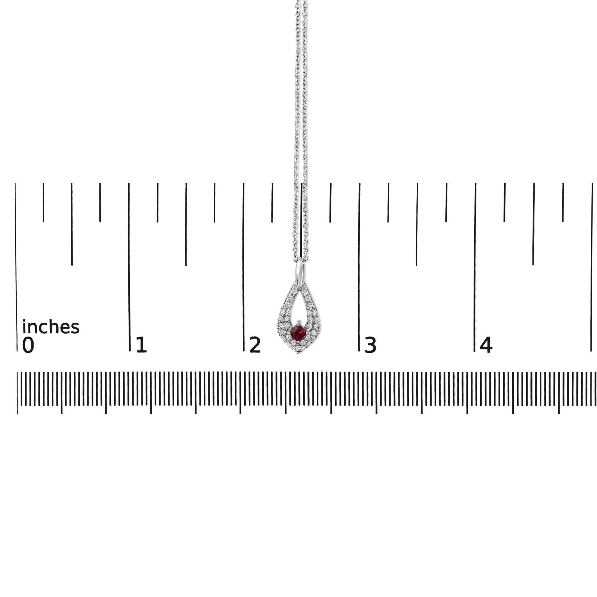 Collana con ciondolo a forma di pera in argento sterling 925 con rubino rosso e zaffiro bianco - 18" pollici - Friggin Jewelry