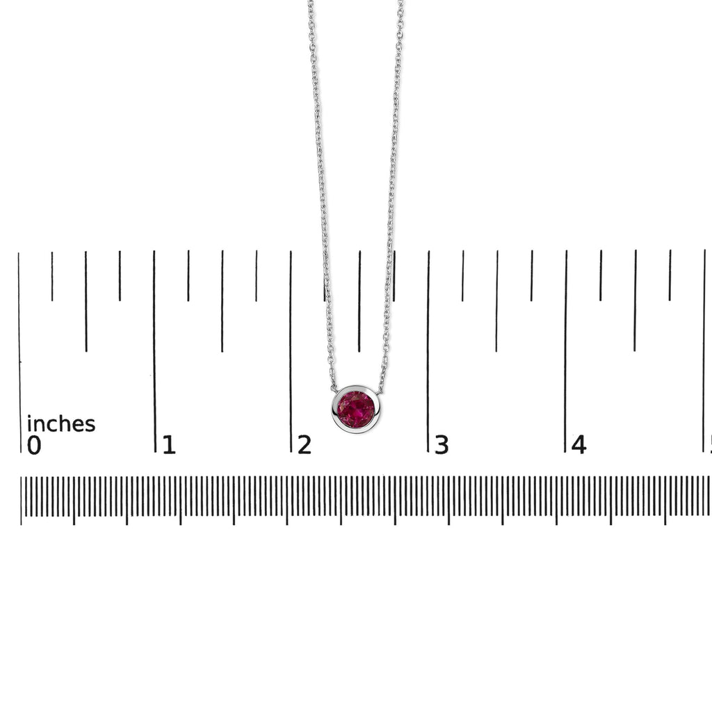 Collar con colgante de piedra preciosa creada en plata de ley 925 de 7 mm con bisel - 45,7 cm - Friggin Jewelry