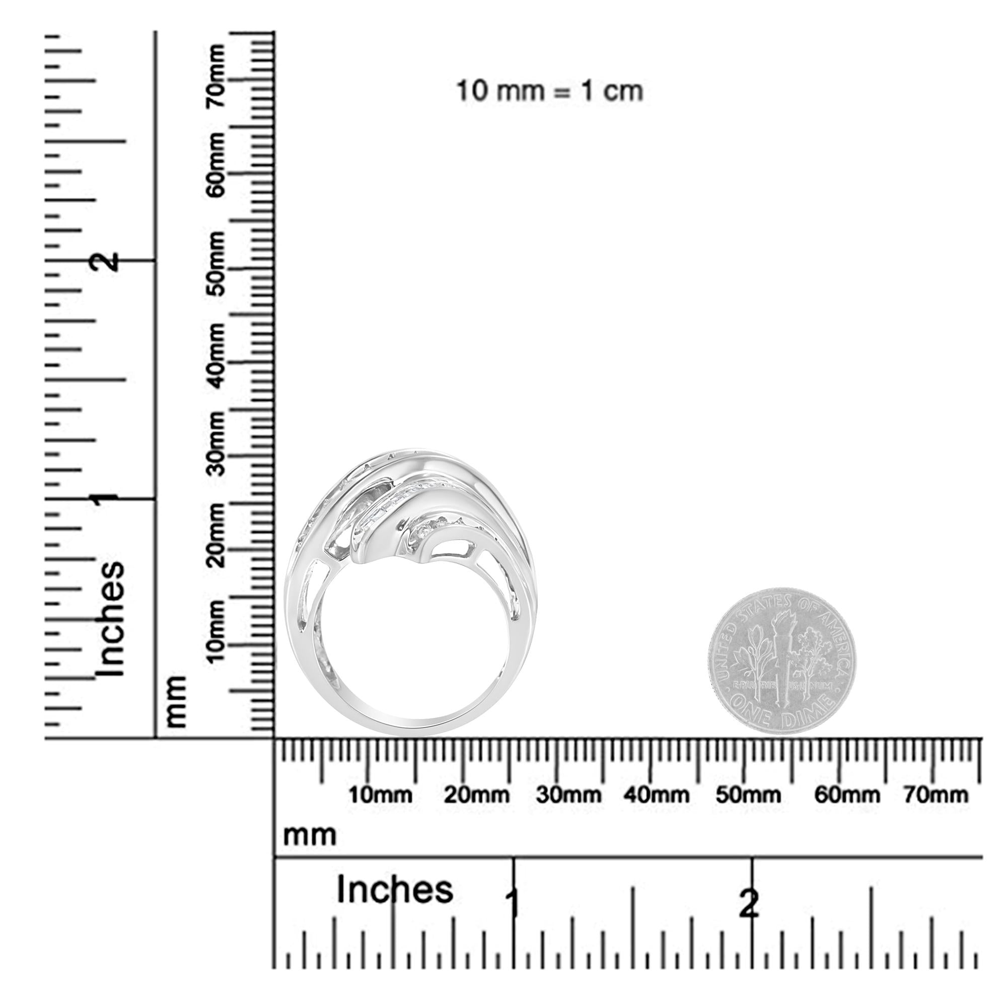 Anello in oro bianco 10 carati con diamanti taglio baguette e taglio rotondo (3/4 carati, colore HI, purezza SI2-I1) - Friggin Jewelry