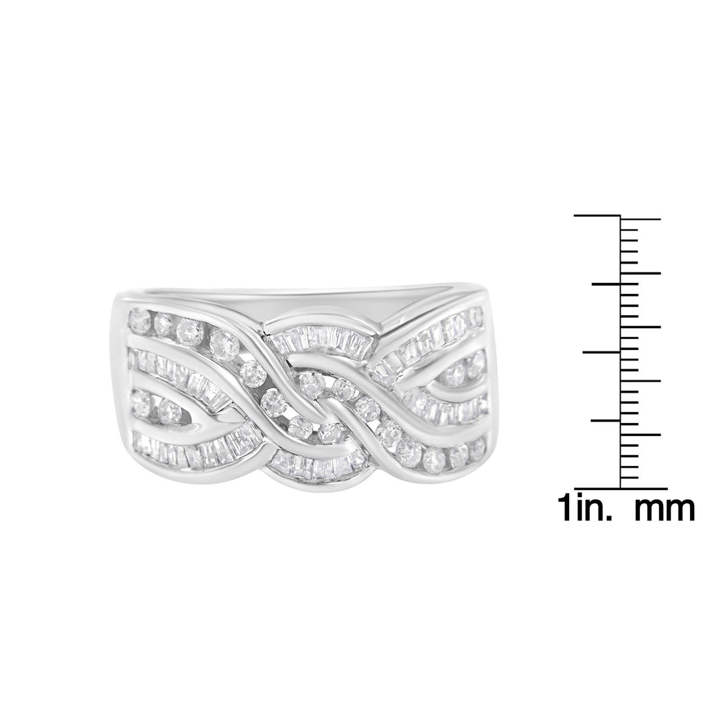 10K White Gold Diamond Bypass Ring (1 Cttw, H-I Color, I1-I2 Clarity) - Friggin Jewelry Premium