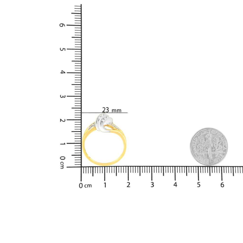 10K Yellow and White Gold 1/15 Cttw Round-Cut Diamond Bypass Ring (I2 Color, I-J Clarity) - Friggin Jewelry