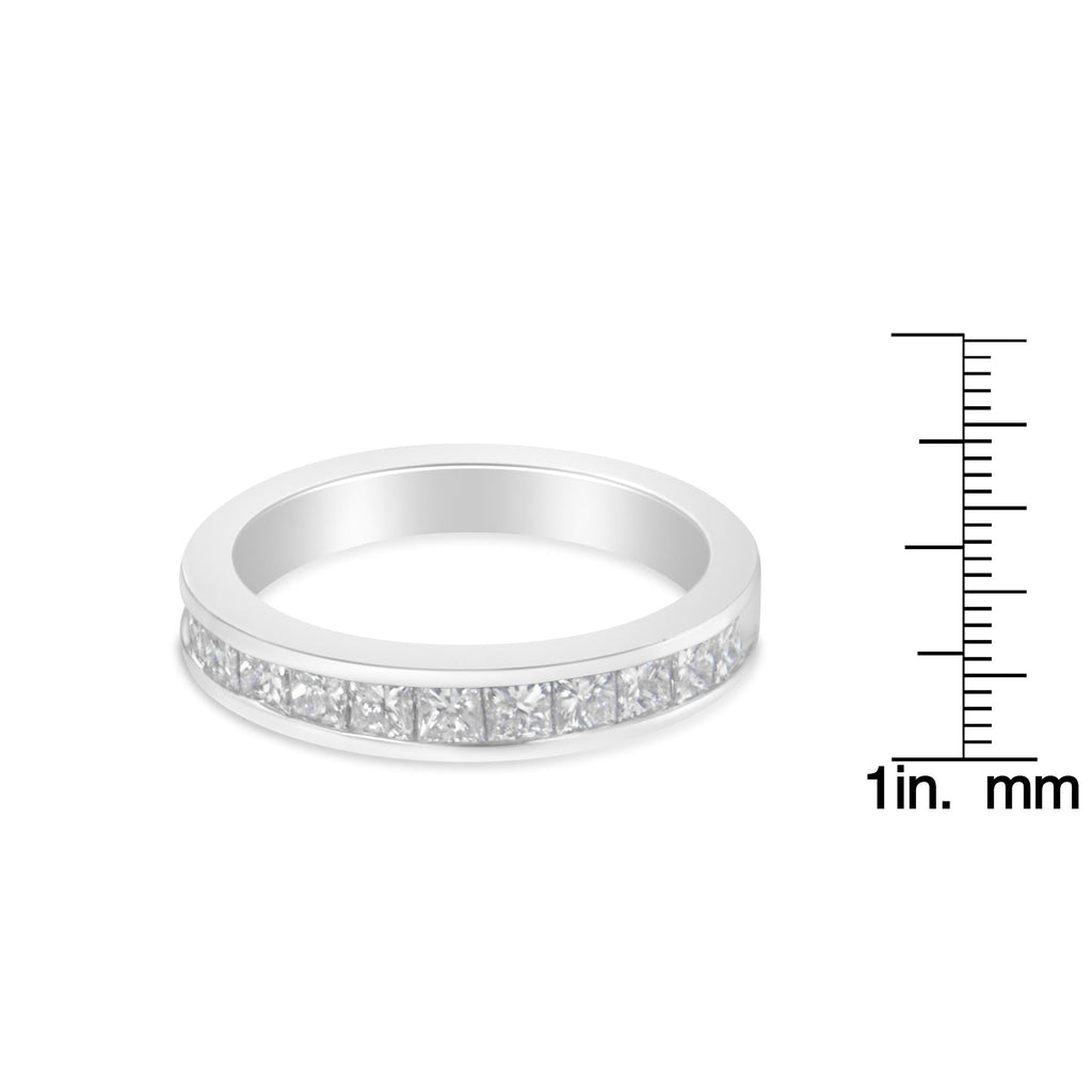 Anello da donna in oro bianco 18 carati con diamanti taglio principessa (1 carato, colore GH, purezza SI1-SI2) - Friggin Jewelry