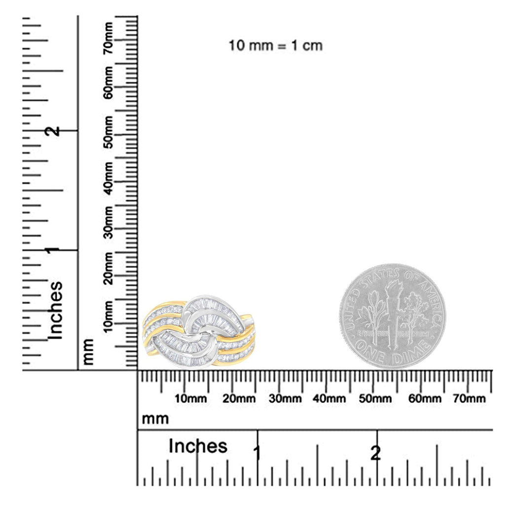 Anello bypass in oro bicolore 10 carati con diamanti (1 carato, colore HI, purezza SI1-SI2) - Friggin Jewelry