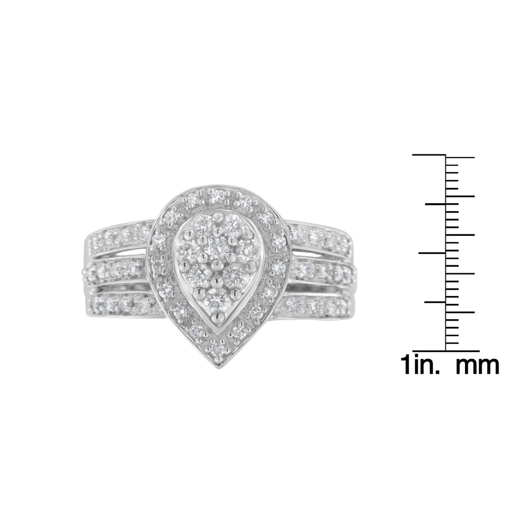 10K White Gold Diamond Cocktail Teardrop Ring (1/2 Cttw, H-I Color, SI2-I1 Clarity) - Friggin Jewelry