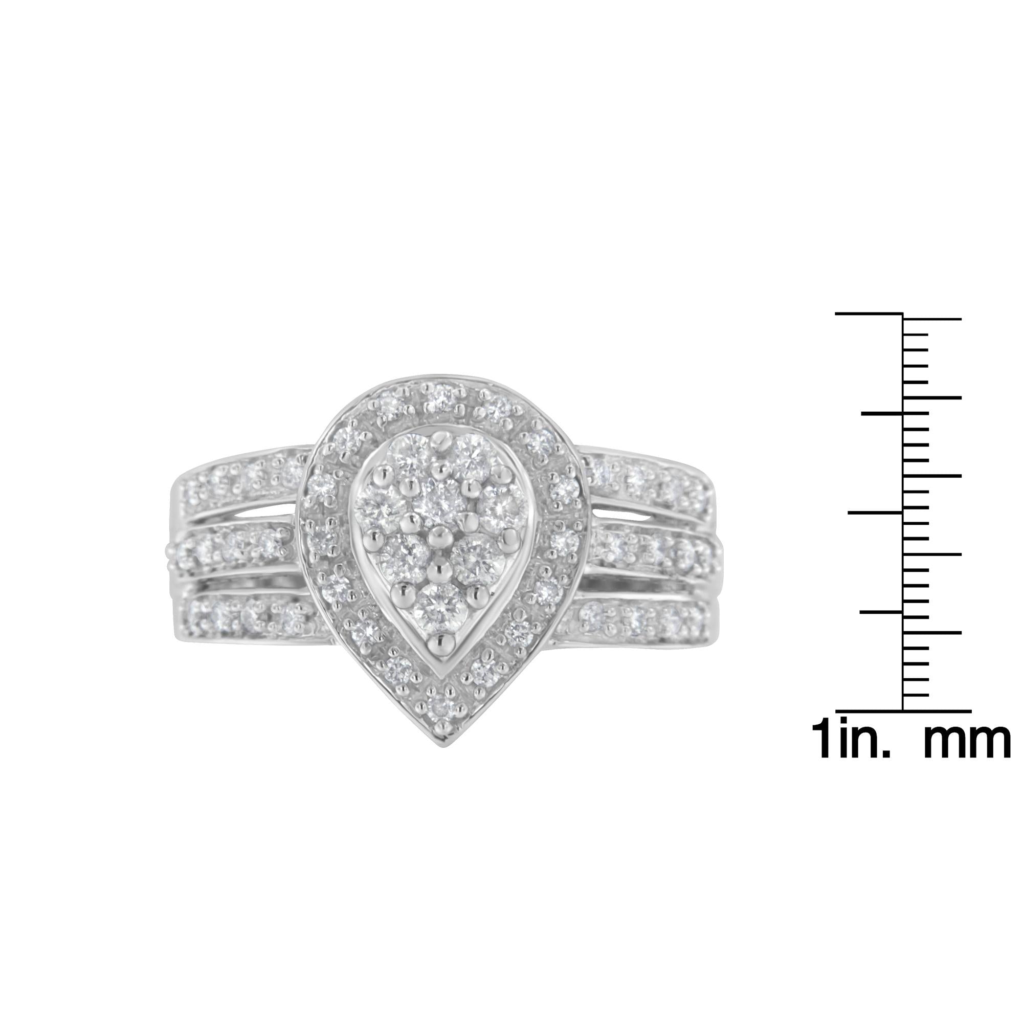 10K White Gold Diamond Cocktail Teardrop Ring (1/2 Cttw, H-I Color, SI2-I1 Clarity) - Friggin Jewelry