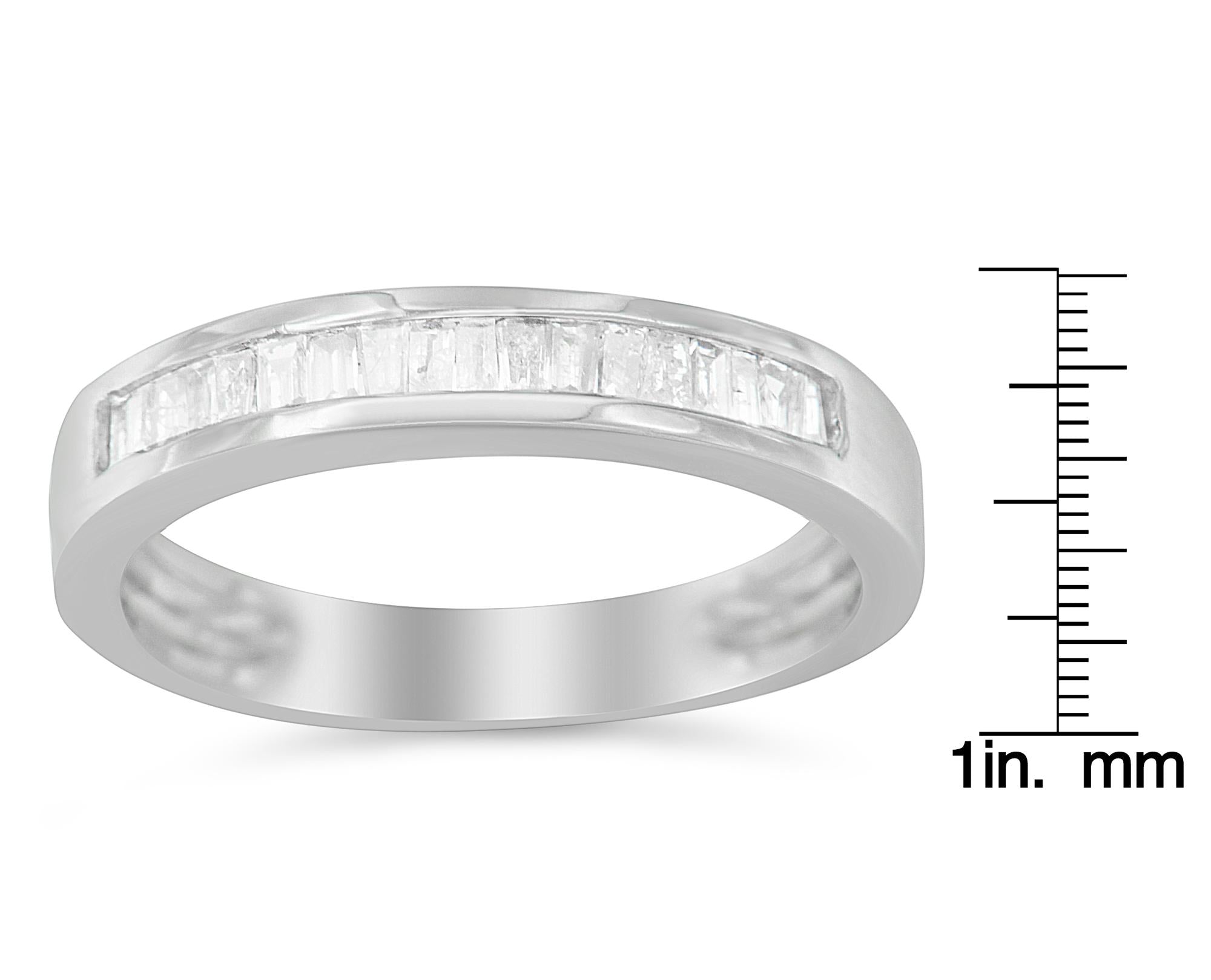 .925 Sterling Silver 1/3 Cttw Baguette Cut Diamond Channel Set Stackable Wedding Ring - Friggin Jewelry