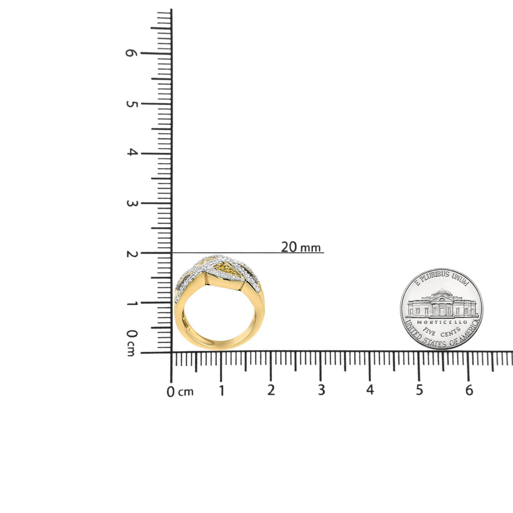 14K Yellow Gold 3/4 Cttw Champagne, Yellow and Round-Cut Diamond Ring (I-J Color, I2-I3 Clarity) - Friggin Jewelry