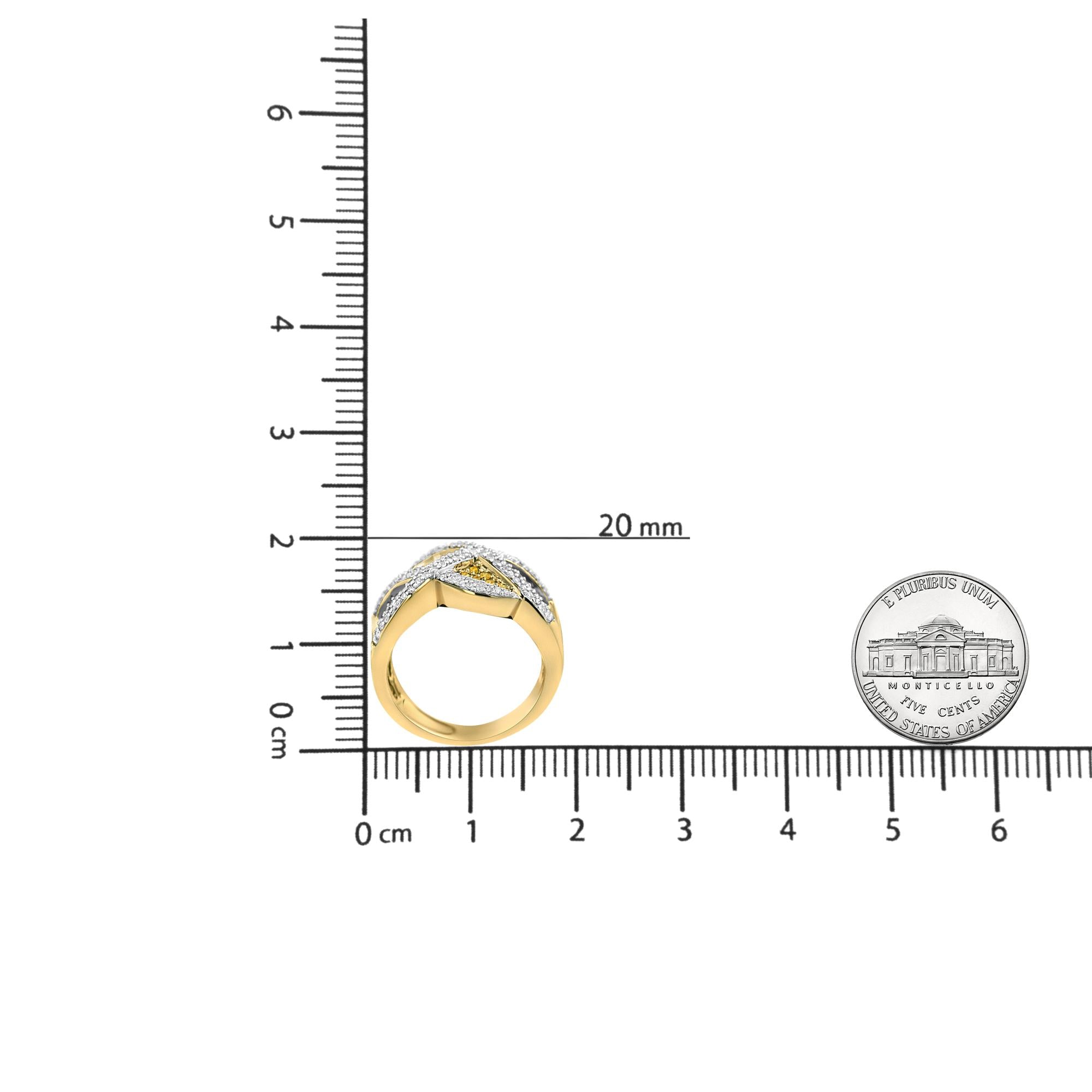 14K Yellow Gold 3/4 Cttw Champagne, Yellow and Round-Cut Diamond Ring (I-J Color, I2-I3 Clarity) - Friggin Jewelry
