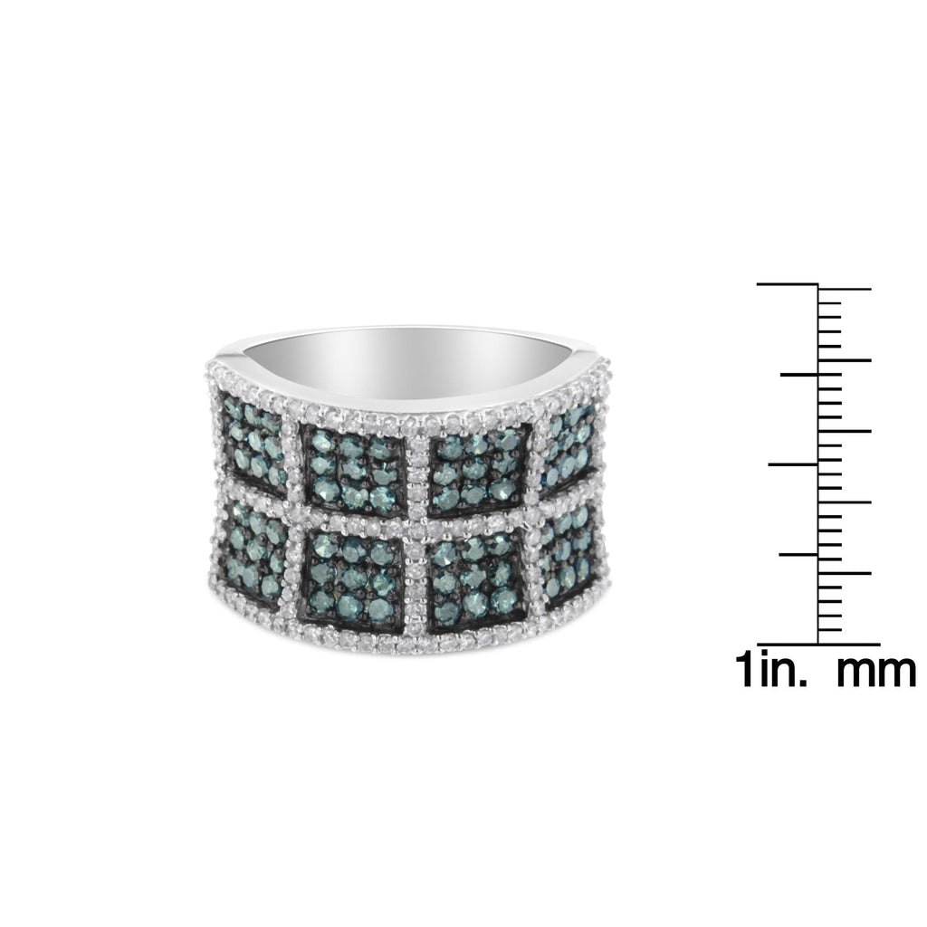 14K White Gold White and Treated Blue Diamond Cocktail Ring (1 1/2 Cttw, H-I Color, I1-I2 Clarity) - Friggin Jewelry