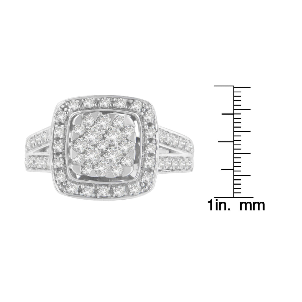 Anello con diamanti in oro bianco 10 carati (1 carato, colore HI, purezza SI2-I1) - Friggin Jewelry