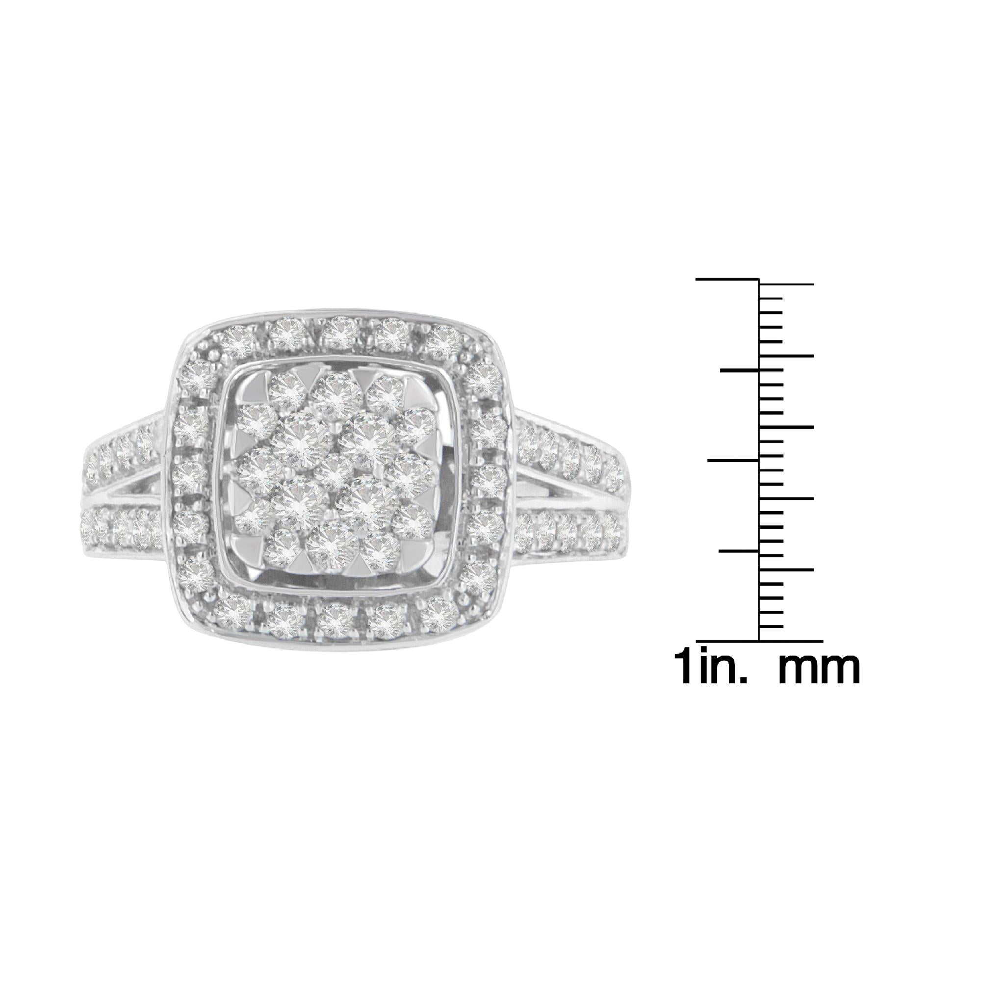 Anello con diamanti in oro bianco 10 carati (1 carato, colore HI, purezza SI2-I1) - Friggin Jewelry