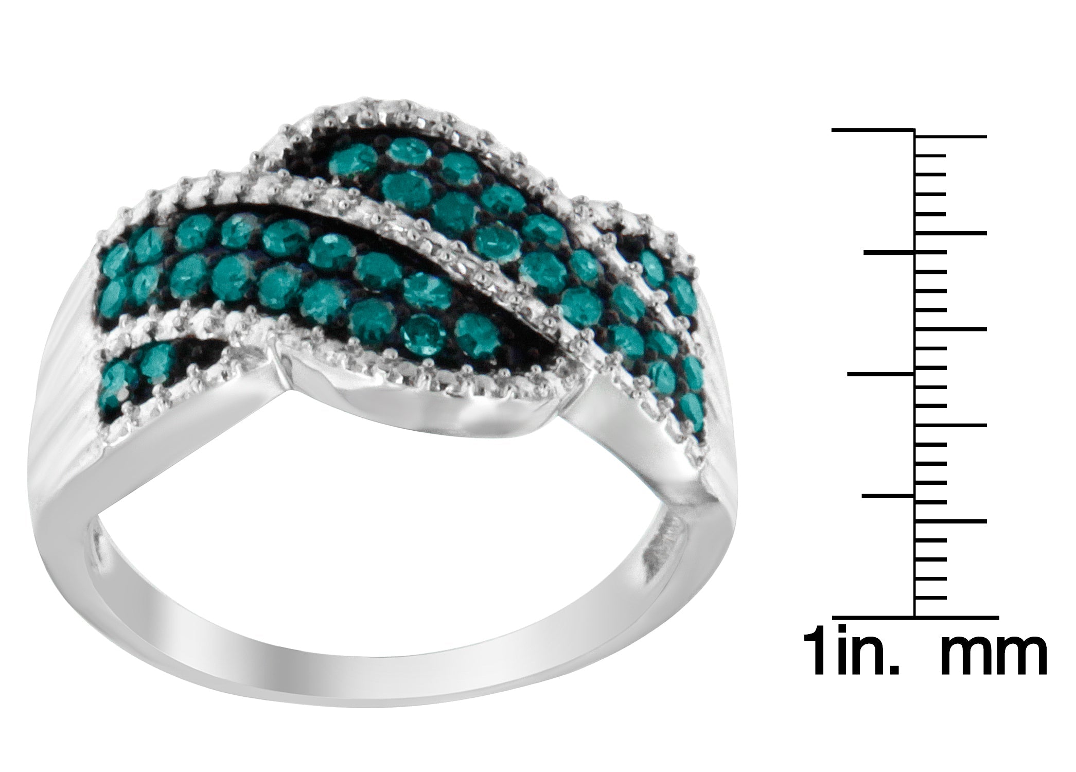 .925 Sterling Silver Treated Blue Color Diamond cocktail Ring (1/2 Cttw, Treated Blue Color, I2-I3 Clarity) - Friggin Jewelry