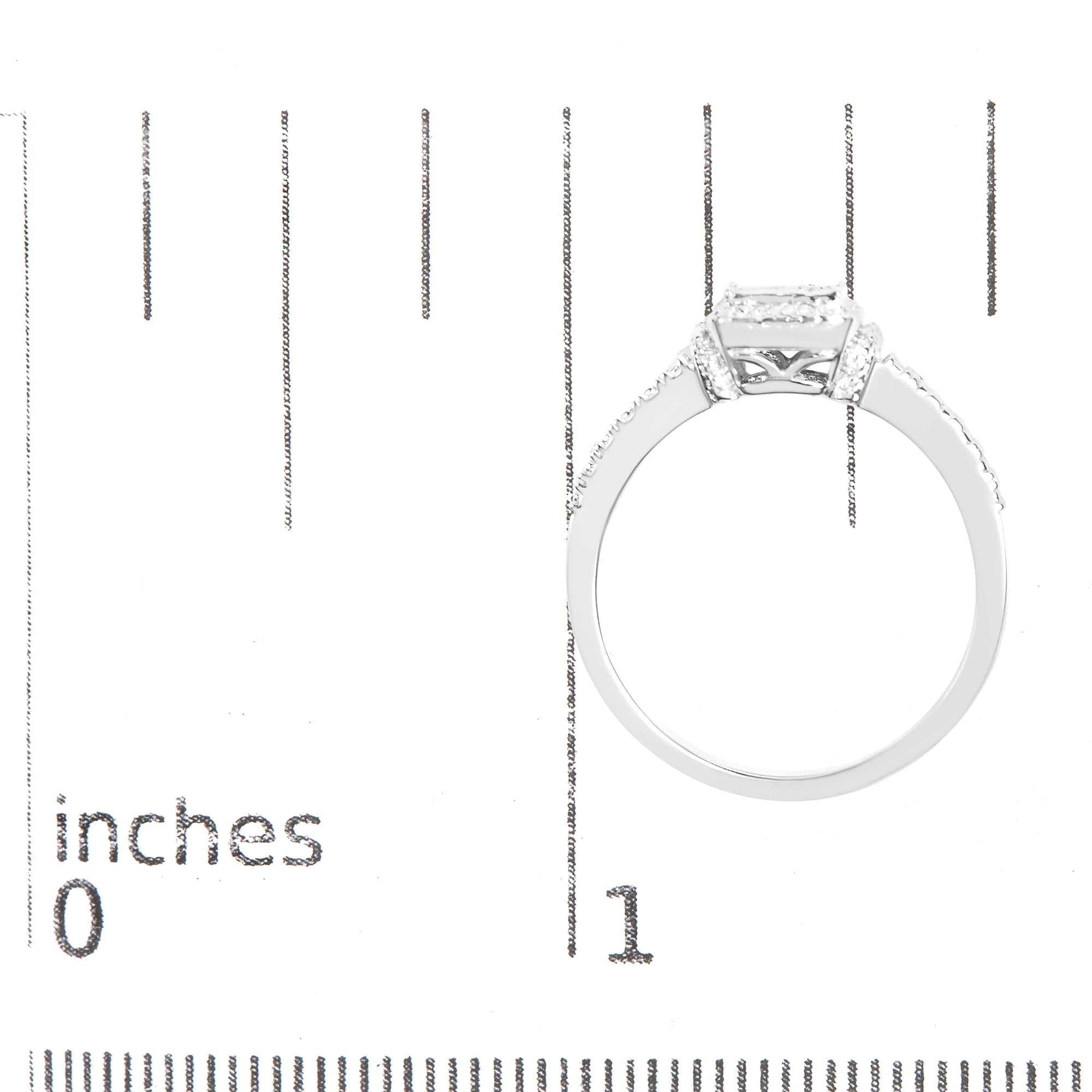 Anello in argento sterling 925 con diamanti taglio principessa da 1/4 carati e alone di perline (colore HI, purezza SI1-SI2) - Friggin Jewelry