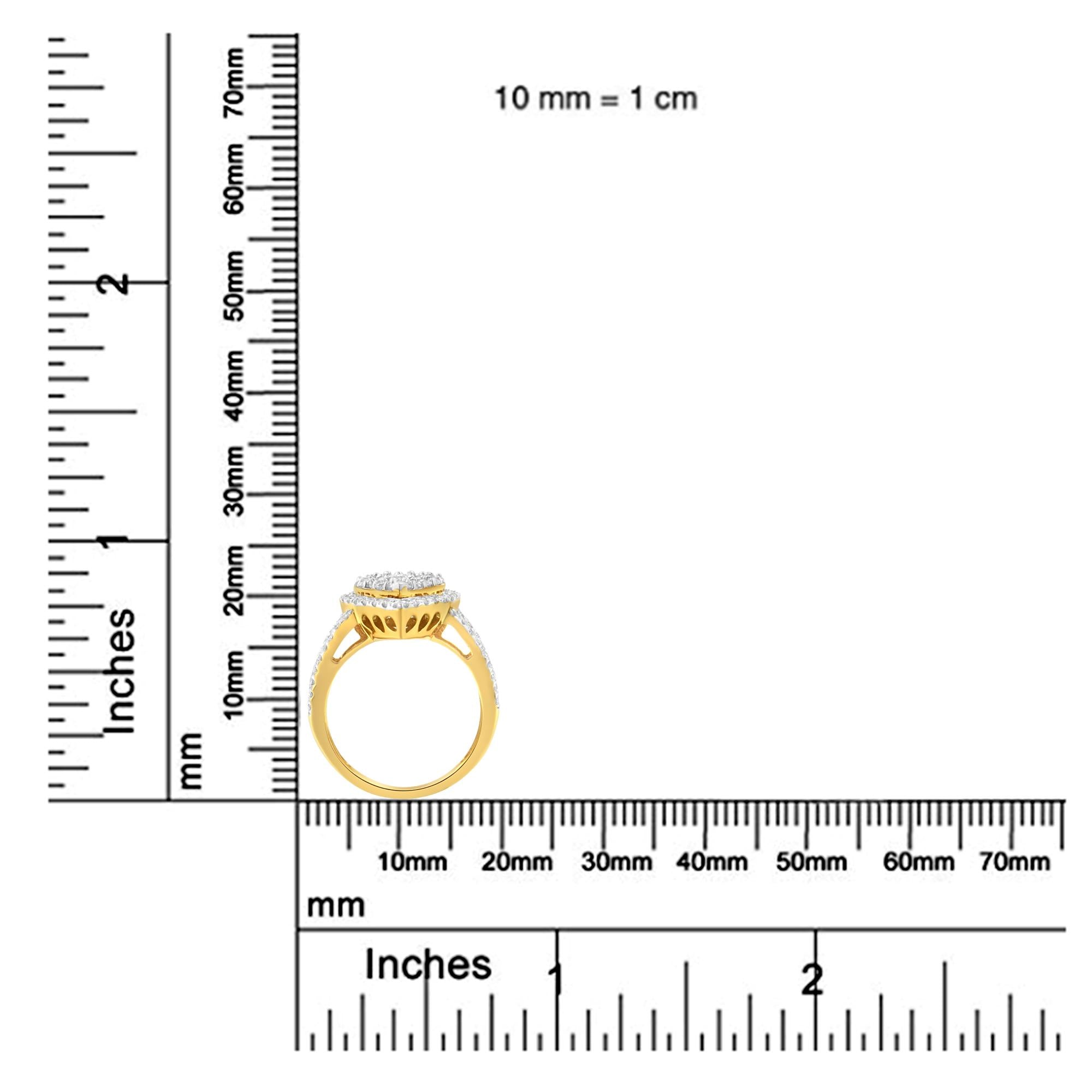Anello con diamanti a grappolo in argento sterling placcato giallo da 2 micron (1 1/2 cttw, colore JK, purezza I1-I2) - Friggin Jewelry