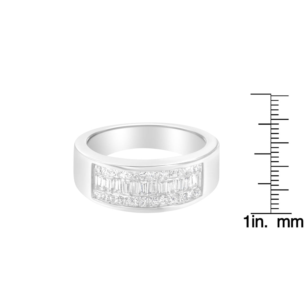 Anillo de oro blanco de 14 quilates con diamantes de talla princesa y baguette (1,0 quilates, color HI, claridad VS2-SI1) - Friggin Jewelry