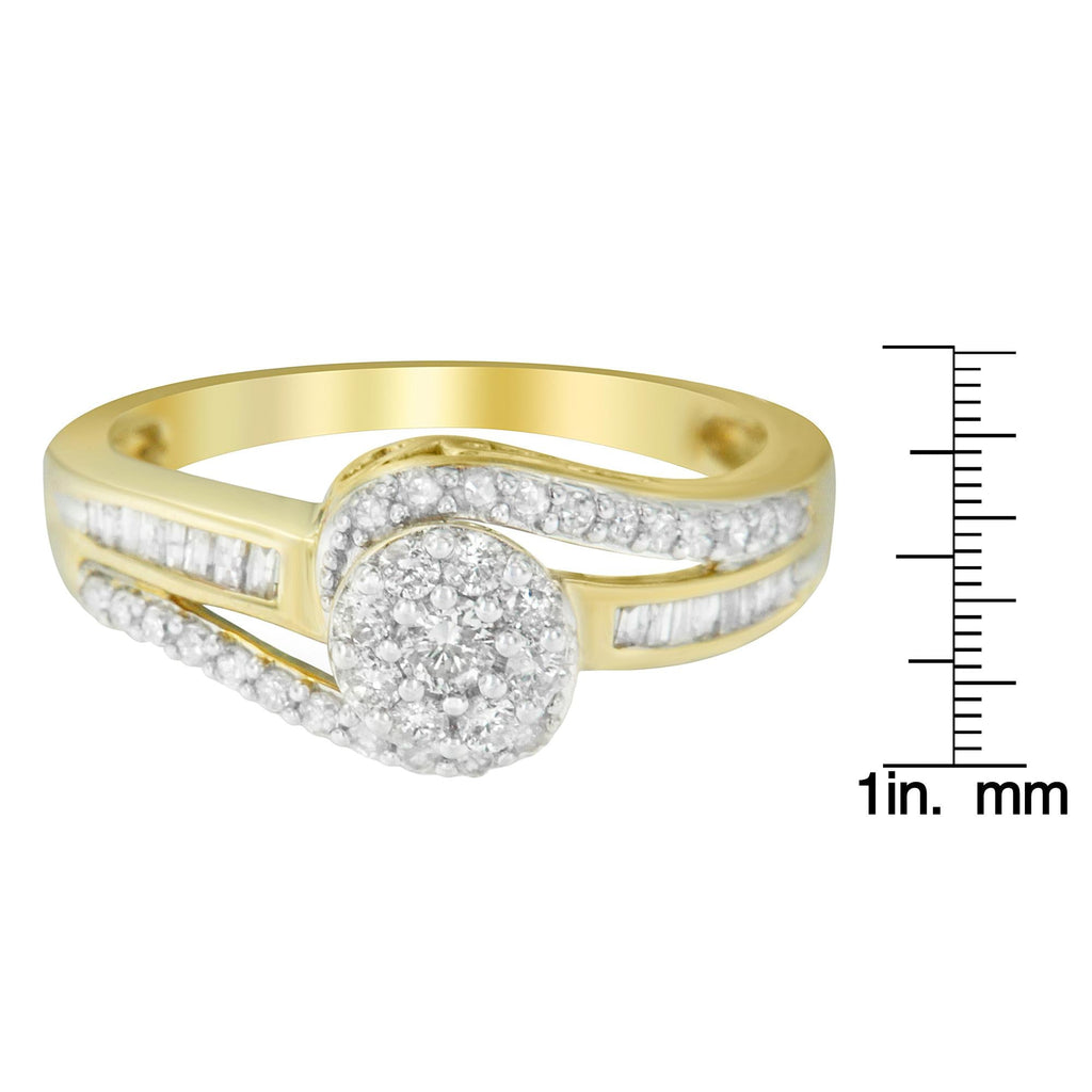 10K Yellow Gold Diamond Cluster Ring (1/2 Cttw, I-J Color, I2-I3 Clarity) - Friggin Jewelry