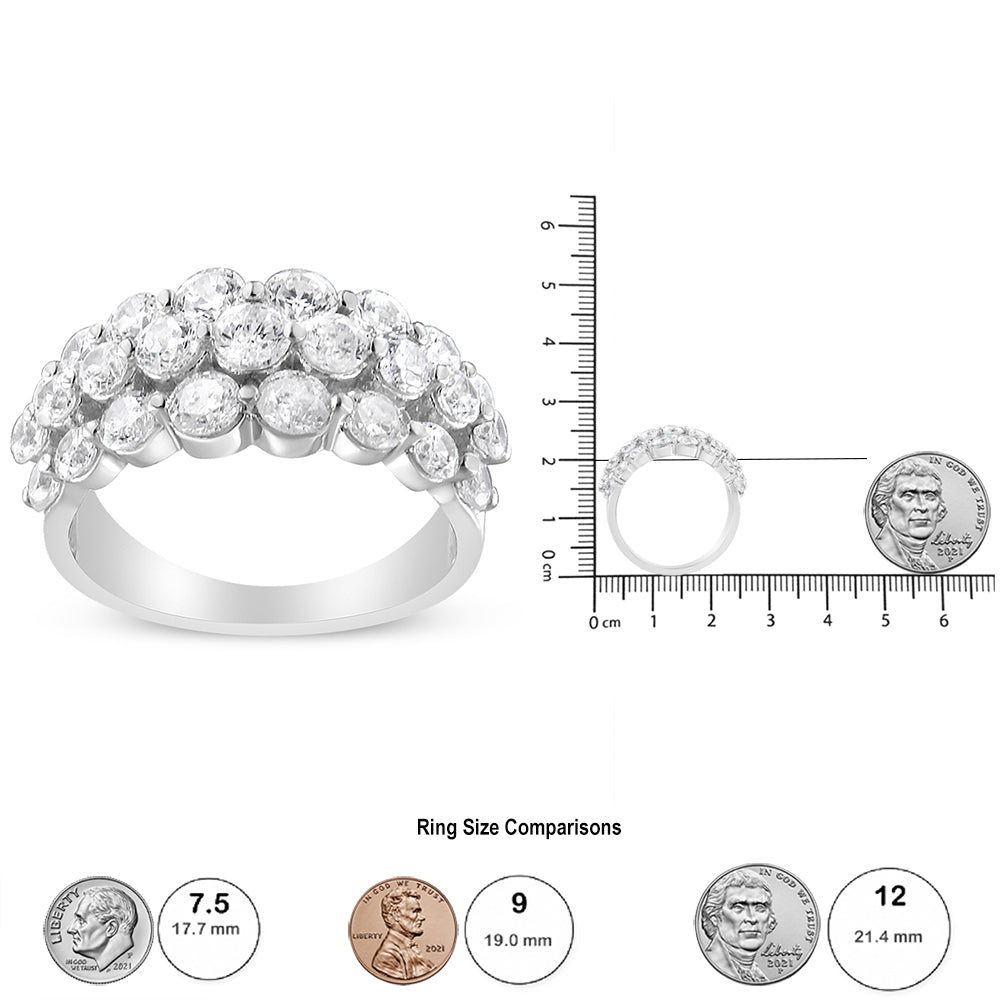 10K White Gold 2 1/2 Cttw Round Natural Diamond 3 Row Band Ring (I-J Color, I1-I2 Clarity) - Friggin Jewelry Premium