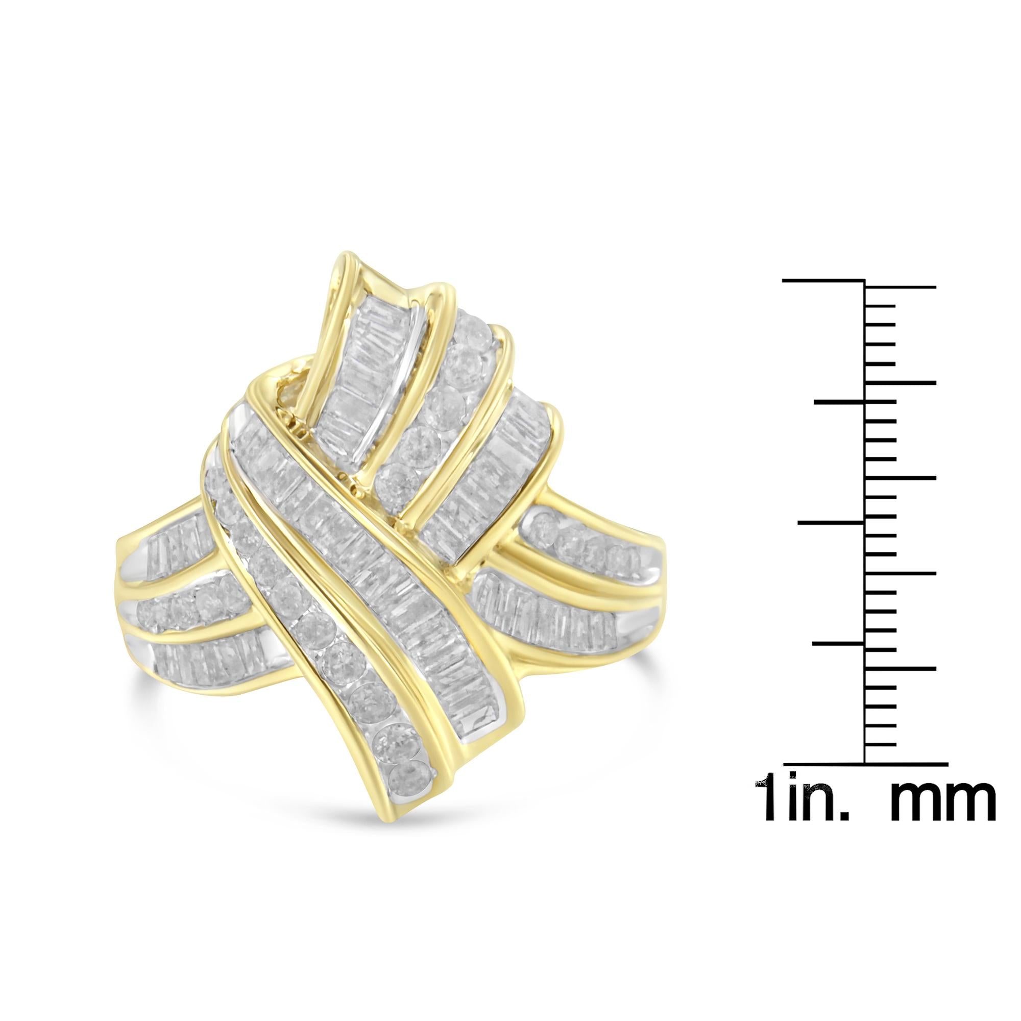 10K Yellow Gold Diamond Bypass Cocktail Ring (1 1/5 Cttw, I-J Color, I2-I3 Clarity) - Friggin Jewelry