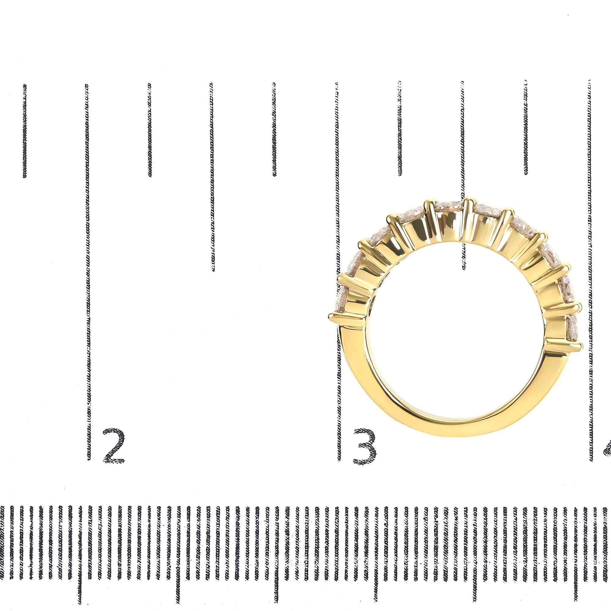 Anello per anniversario in argento sterling 925 placcato oro giallo 14K con 10 diamanti taglio brillante rotondo da 2,0 ct (colore JK, purezza I1-I2) - Friggin Jewelry