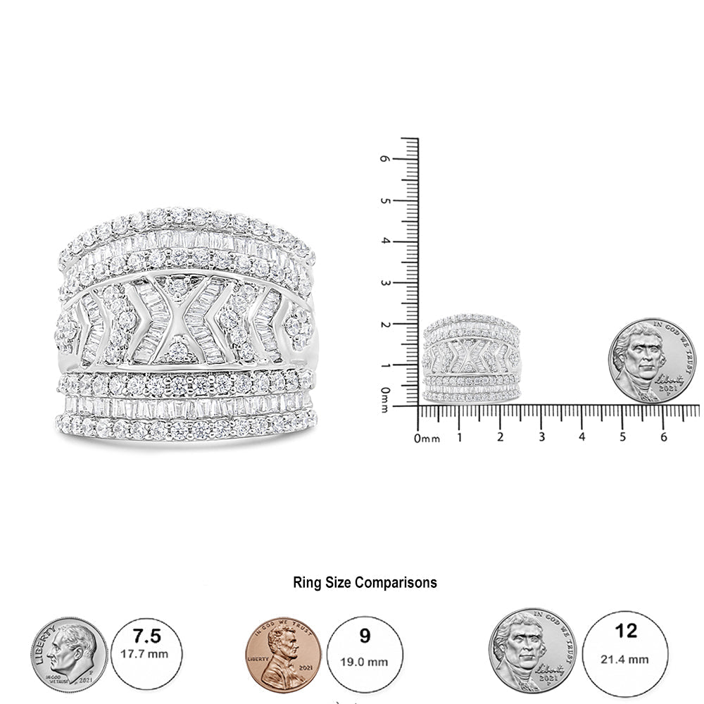 Anillo de plata de ley 925 con 2,0 quilates y borde de diamante de varias filas (color JK, claridad I3) - Friggin Jewelry