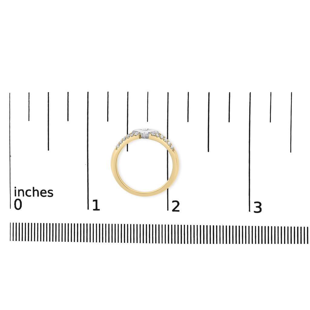 10K Two Tone Color 1/2 Cttw Diamond Kite and Split Shank Ring (H-I Color,SI2-I1 Clarity) - Friggin Jewelry