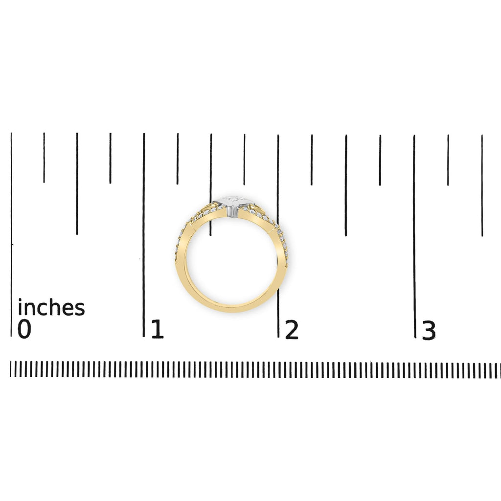 10K Two Tone Color 2/3 Cttw Diamond Kite and Twist Shank Ring (H-I Color,SI2-I1 Clarity) - Friggin Jewelry