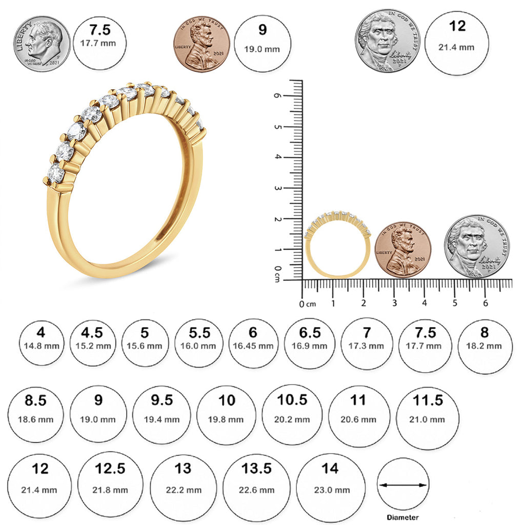 IGI Certified 1/2 Cttw Diamond 10K Yellow Gold Prong Set Fluted Band Style Wedding Ring (J-K Color, I1-I2 Clarity) - Friggin Jewelry