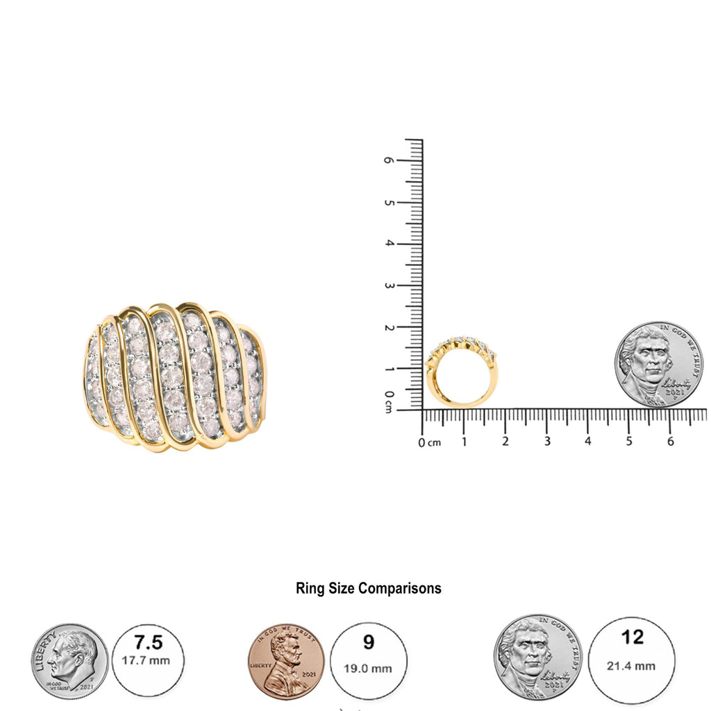 10 Yellow Gold 2.00 Cttw Diamond Multi Row Cocktail Band Ring (I-J Color, I1-I2 Clarity) - Friggin Jewelry