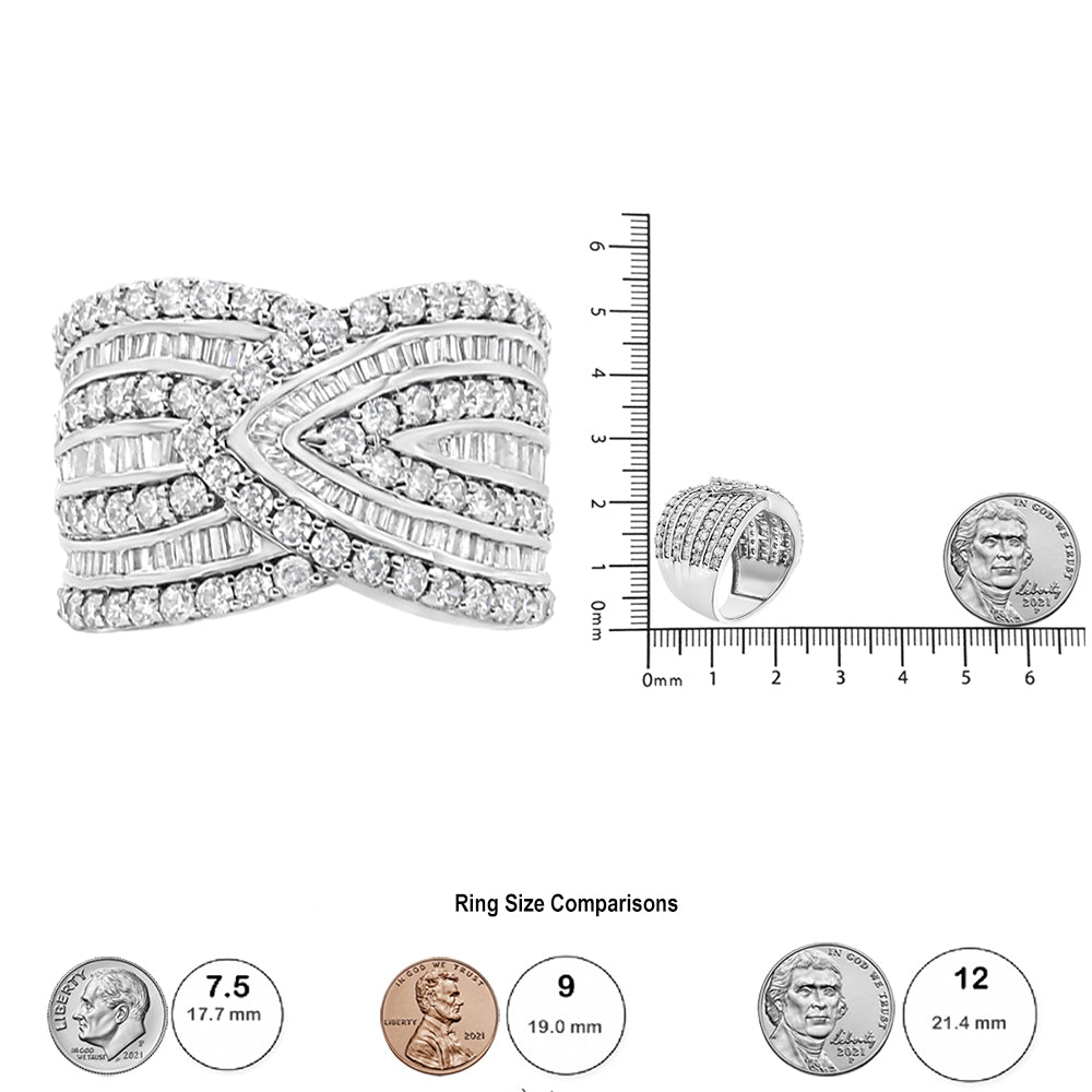 Anillo de plata de ley 925 con diamantes de 2 3/8 quilates y varias filas superpuestas (color JK, claridad I3) - Friggin Jewelry