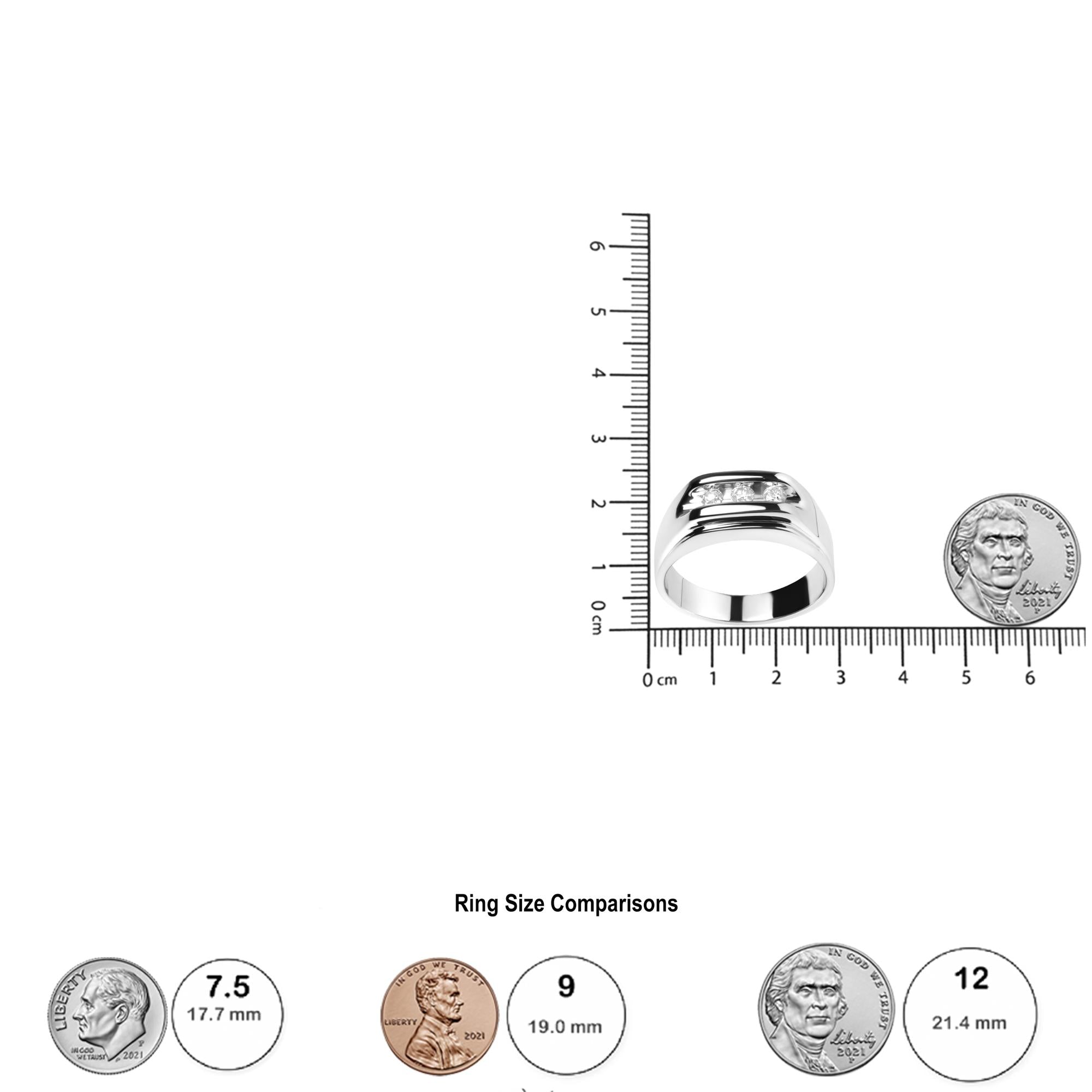 Men's .925 Sterling Silver 1/3 Cttw Diamond Channel Set 3 Stone Ring Band (I-J Color, I3 Clarity) - Friggin Jewelry