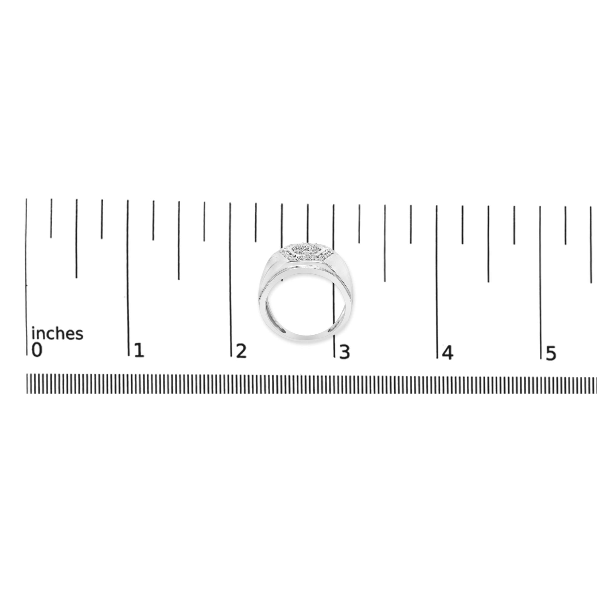 Men's .925 Sterling Silver 1/2 Cttw Multi-Diamond Hexagon Frame Ring (I-J Color, I3 Clarity) - Friggin Jewelry