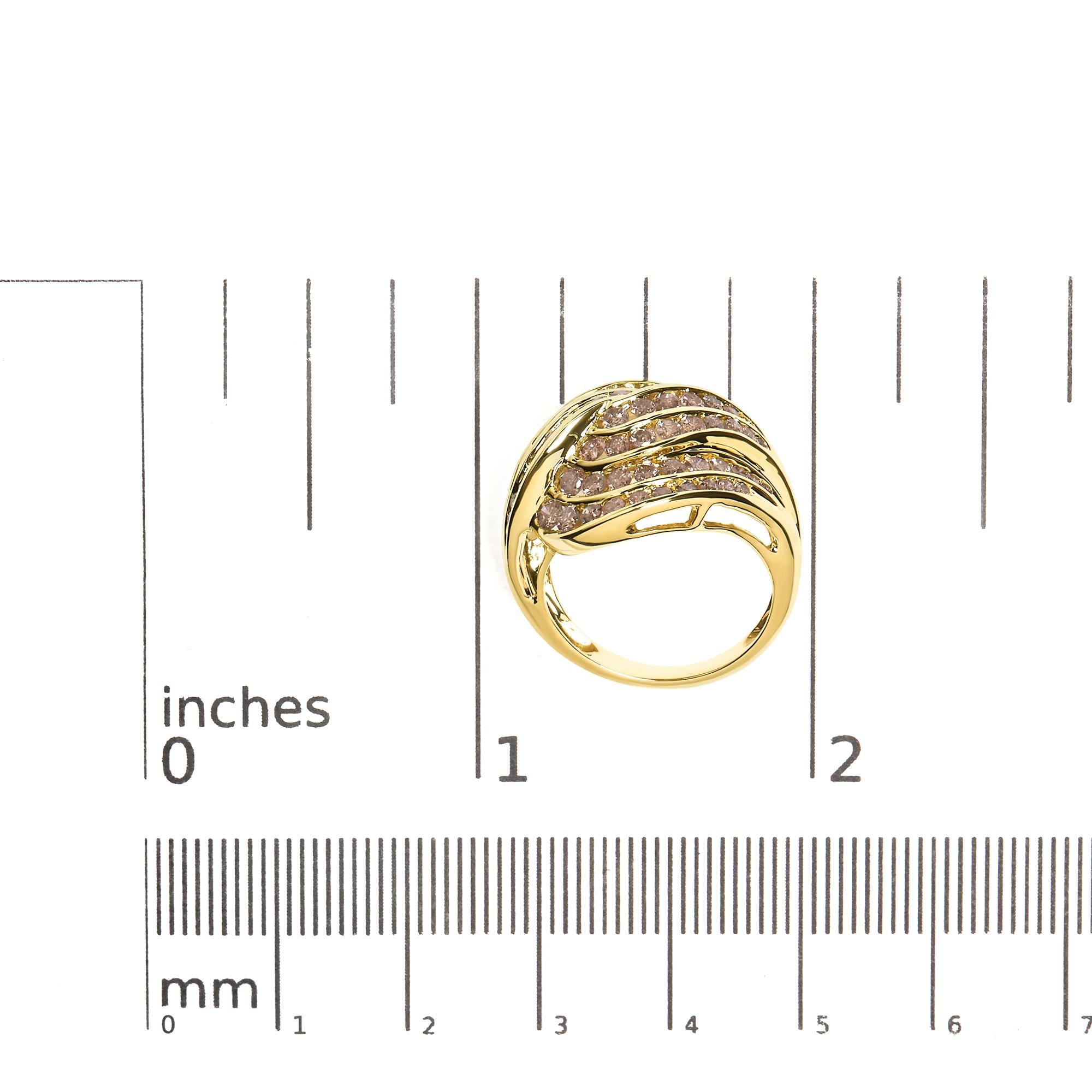 10K Yellow Gold 2.0 Cttw Channel Set Diamond Cocktail Swirl Band Ring (K-L Color, I1-I2 Clarity) - Friggin Jewelry