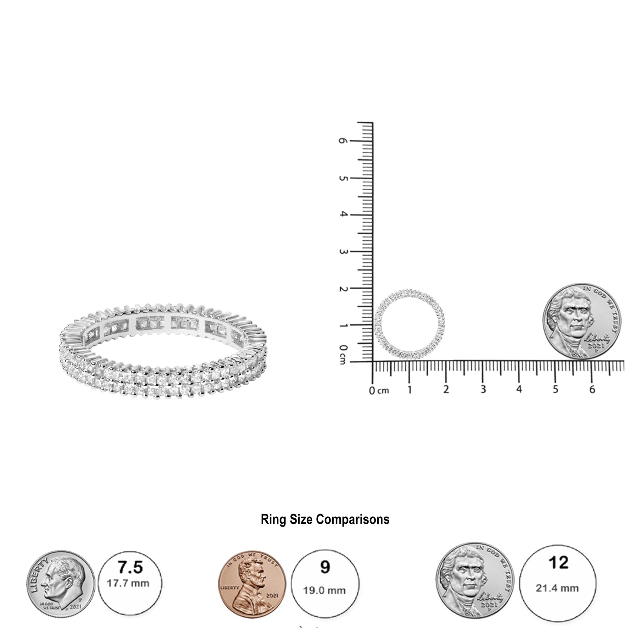 Anillo de eternidad de doble fila de diamantes de talla princesa de 1,0 quilates en oro blanco de 10 quilates - Friggin Jewelry