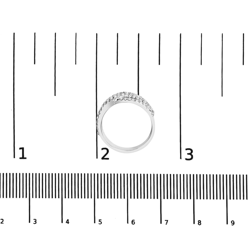 10K White Gold 3/4 Cttw Princess Natural Diamond Split Shank and Weave Band Ring (H-I Color, SI1-SI2 Clarity) - Friggin Jewelry