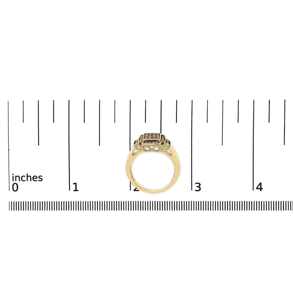 Anillo de compromiso con diamantes color champán de 1/2 quilates en plata de ley 925 bañada en oro amarillo de 10 quilates - Friggin Jewelry