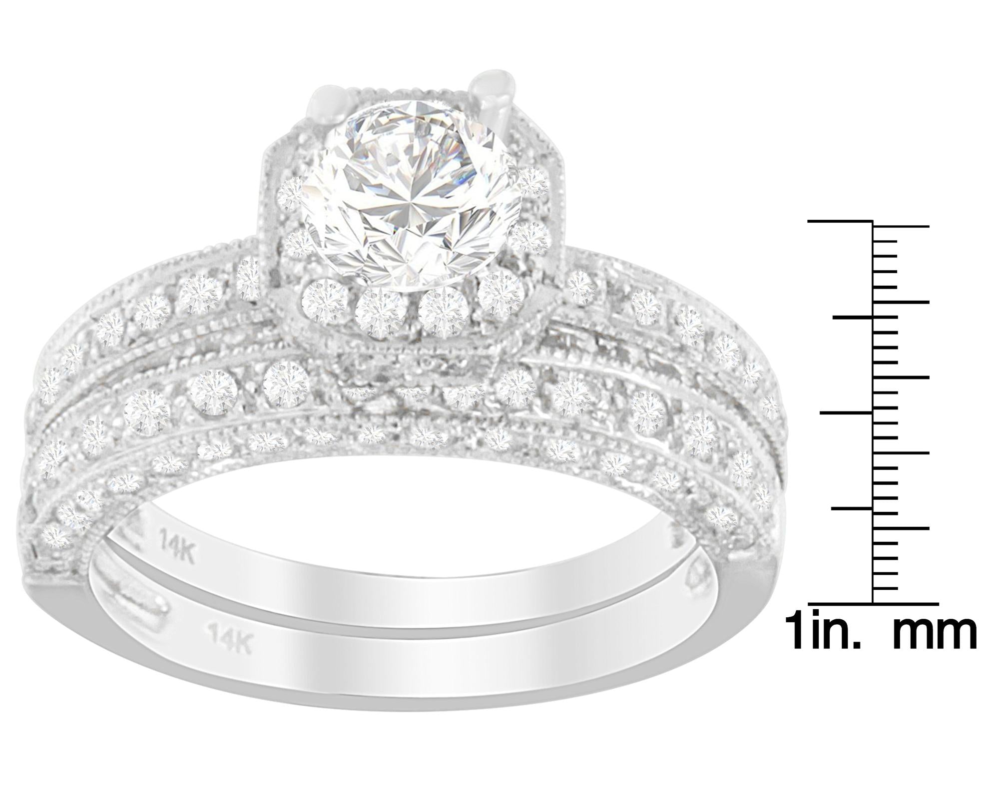 14K White Gold 1 ct. TDW Round Cut Diamond Ring (G-H, I1-I2) - Friggin Jewelry
