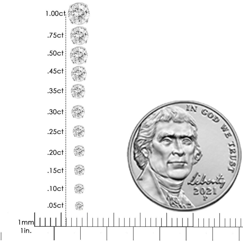 Orecchini a perno classici a 4 punte in oro bianco 14 carati con diamanti taglio brillante rotondo da 1-1/2 ct e chiusura a vite (colore HI, purezza I1-I2) - Friggin Jewelry