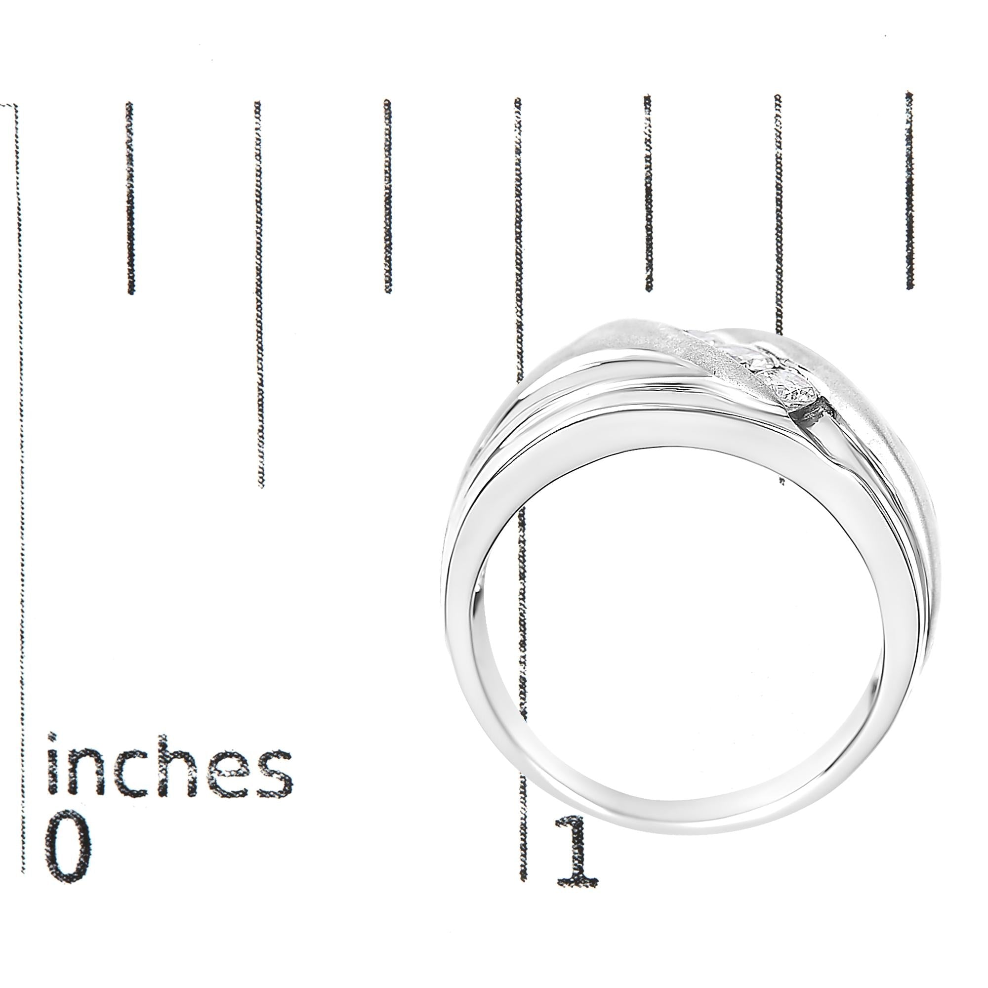 Anillo de plata de ley 925 para hombre con diamantes de 1/2 quilates y 3 piedras engastadas en canal - Friggin Jewelry