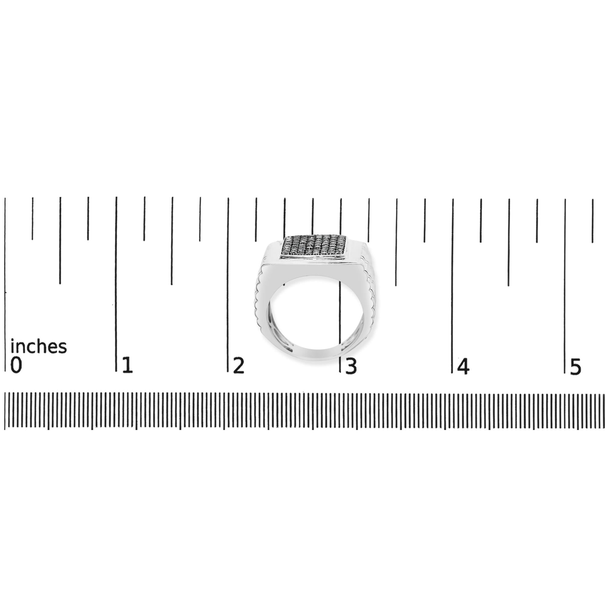 .925 Sterling Silver 1 1/4 Cttw Treated Black Diamond Cluster Men's Band Ring (Black Color, I2-I3 Clarity) - Friggin Jewelry