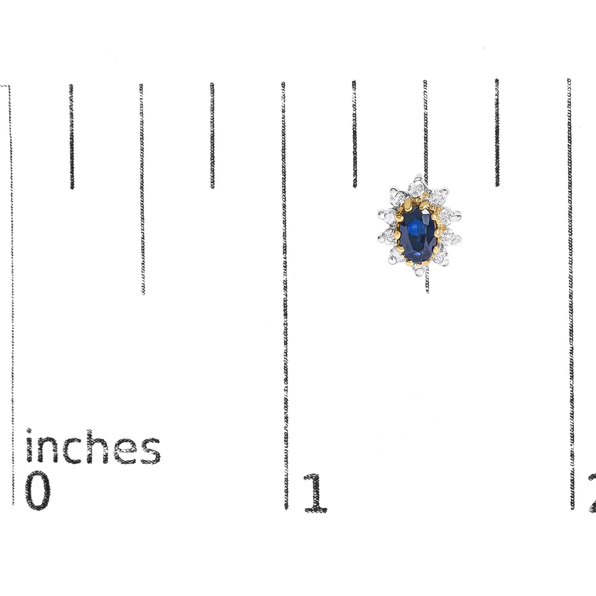 14K Yellow Gold 1/4 Cttw Diamond and Blue Sapphire Sunburst Halo Stud Earrings (K-L Color, I1-I2 Clarity) - Friggin Jewelry