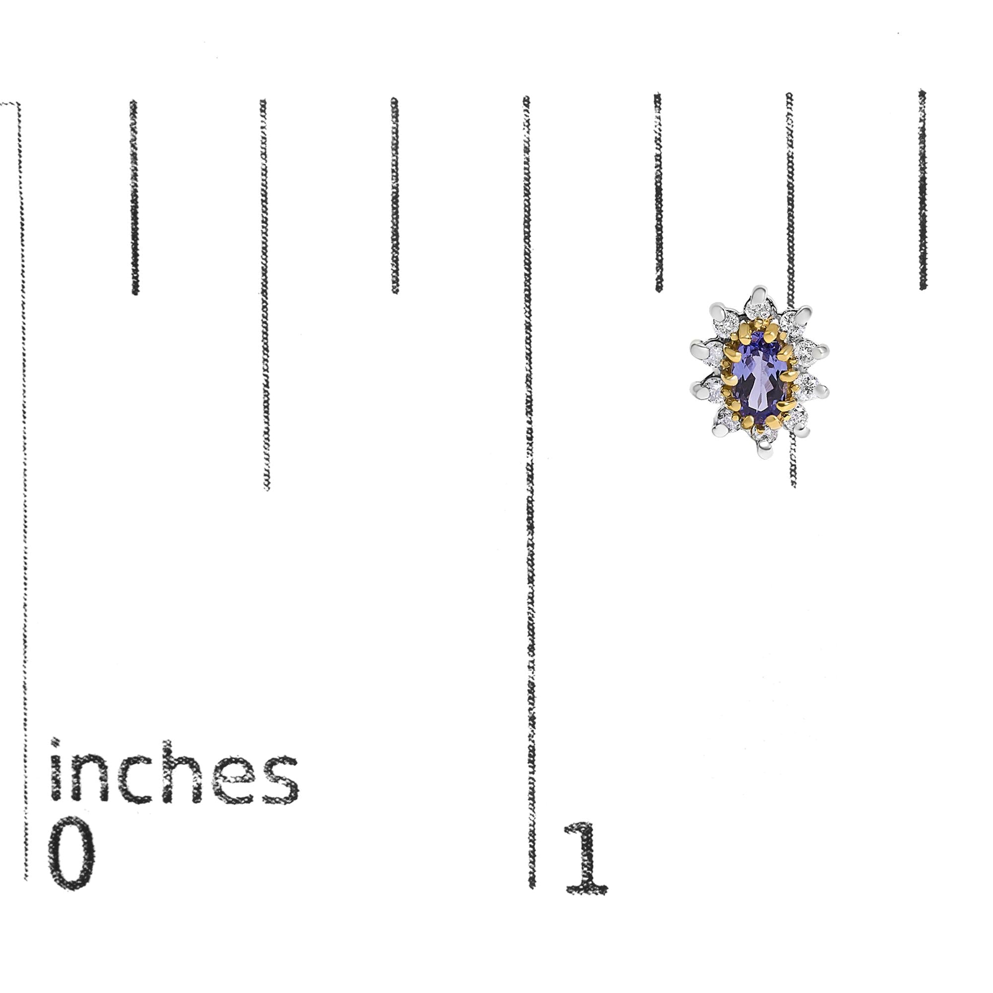 14K Yellow Gold 1/4 Cttw Diamond and Blue Purple Tanzanite Sunburst Halo Stud Earrings (K-L Color, I1-I2 Clarity) - Friggin Jewelry