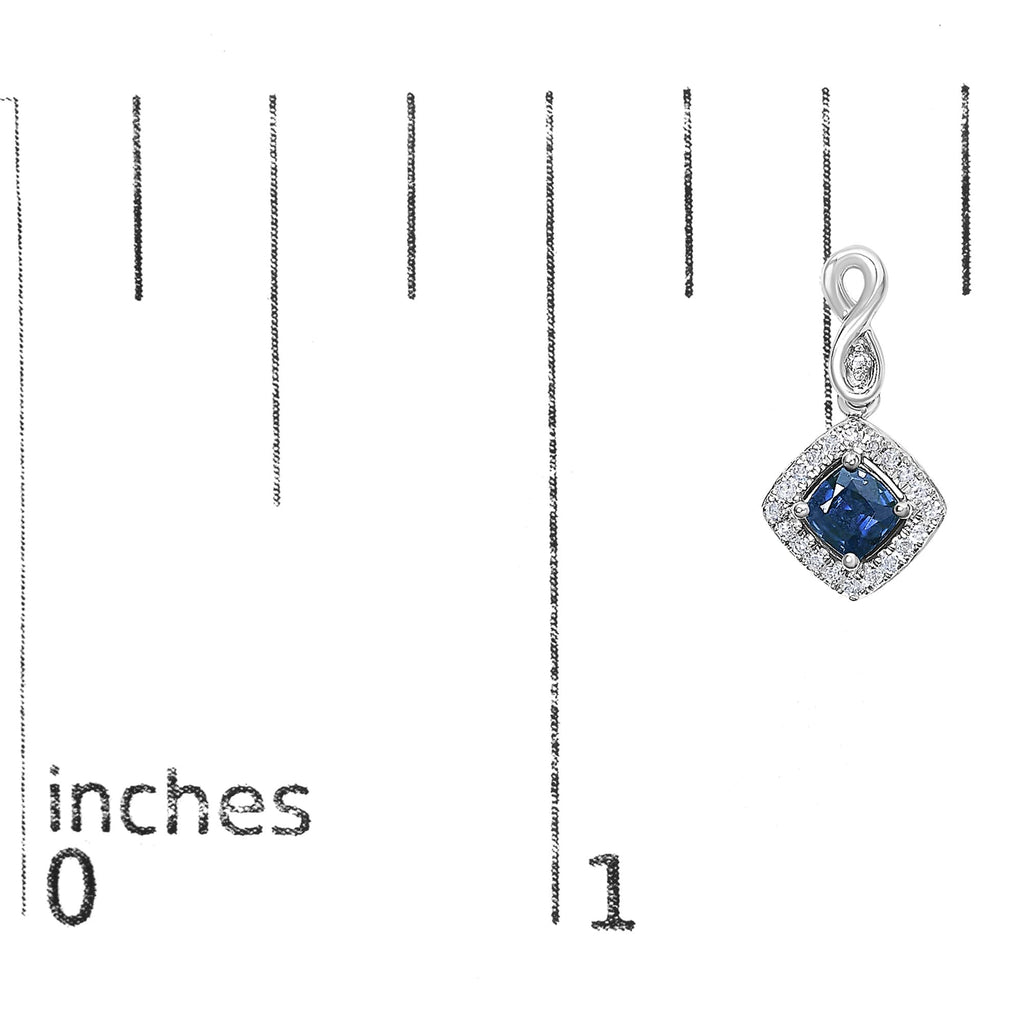 10K White Gold Blue  Sapphire and Diamond Halo Cushion Shaped Drop Earrings (I-J Color, I1-I2 Clarity) - Friggin Jewelry
