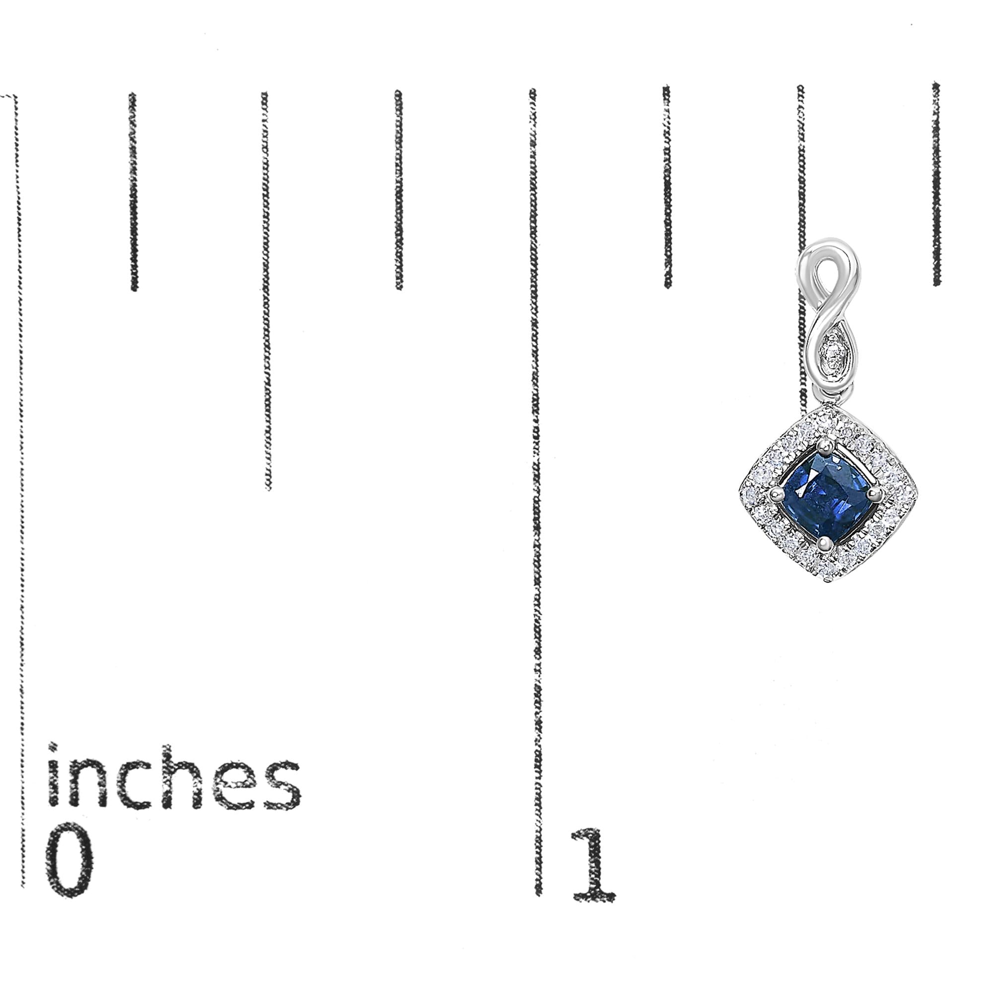10K White Gold Blue  Sapphire and Diamond Halo Cushion Shaped Drop Earrings (I-J Color, I1-I2 Clarity) - Friggin Jewelry