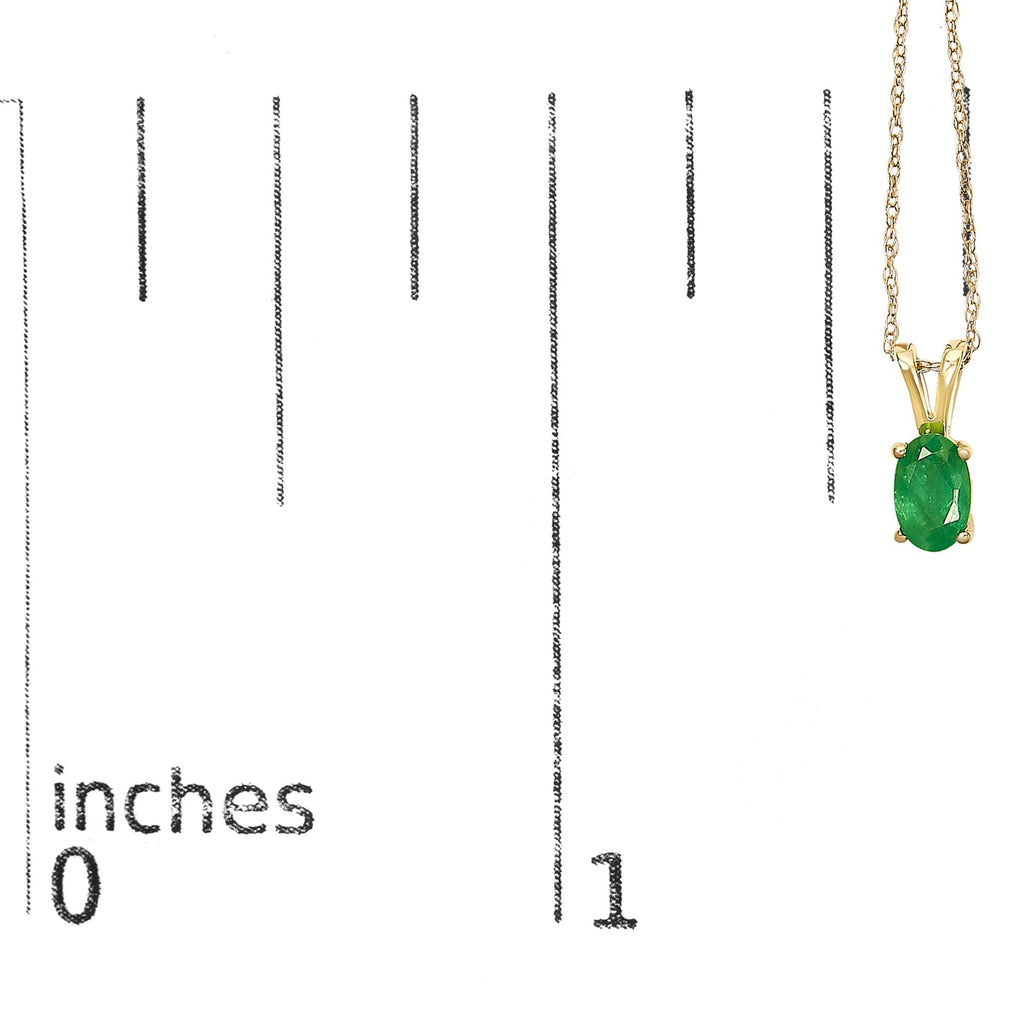 Collar con colgante solitario de esmeralda verde ovalada en oro amarillo de 14 quilates (45,7 cm) - Friggin Jewelry