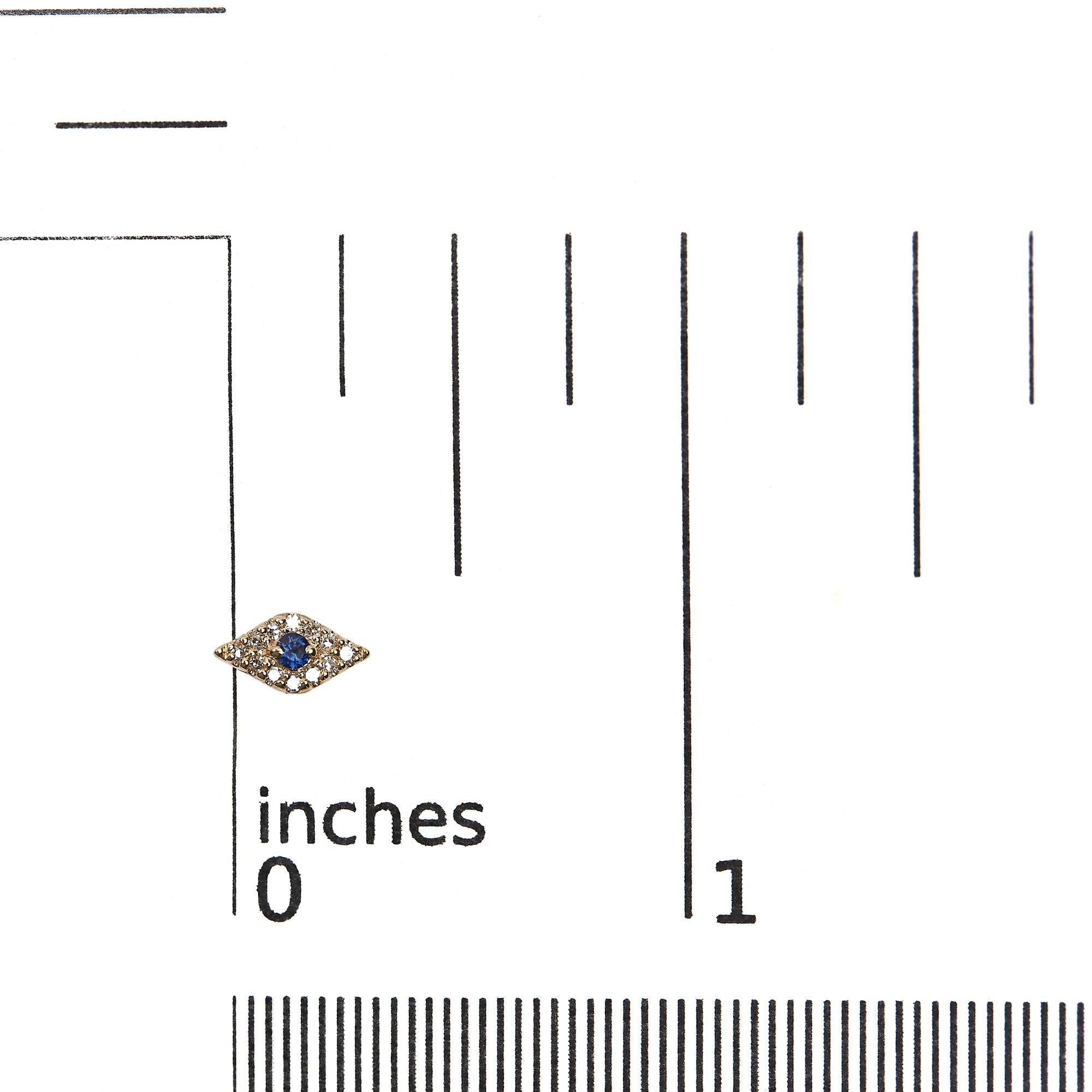 10K Yellow Gold Blue Sapphire and Diamond Accent Evil Eye Stud Earring (H-I Color, I1-I2 Clarity) - Friggin Jewelry