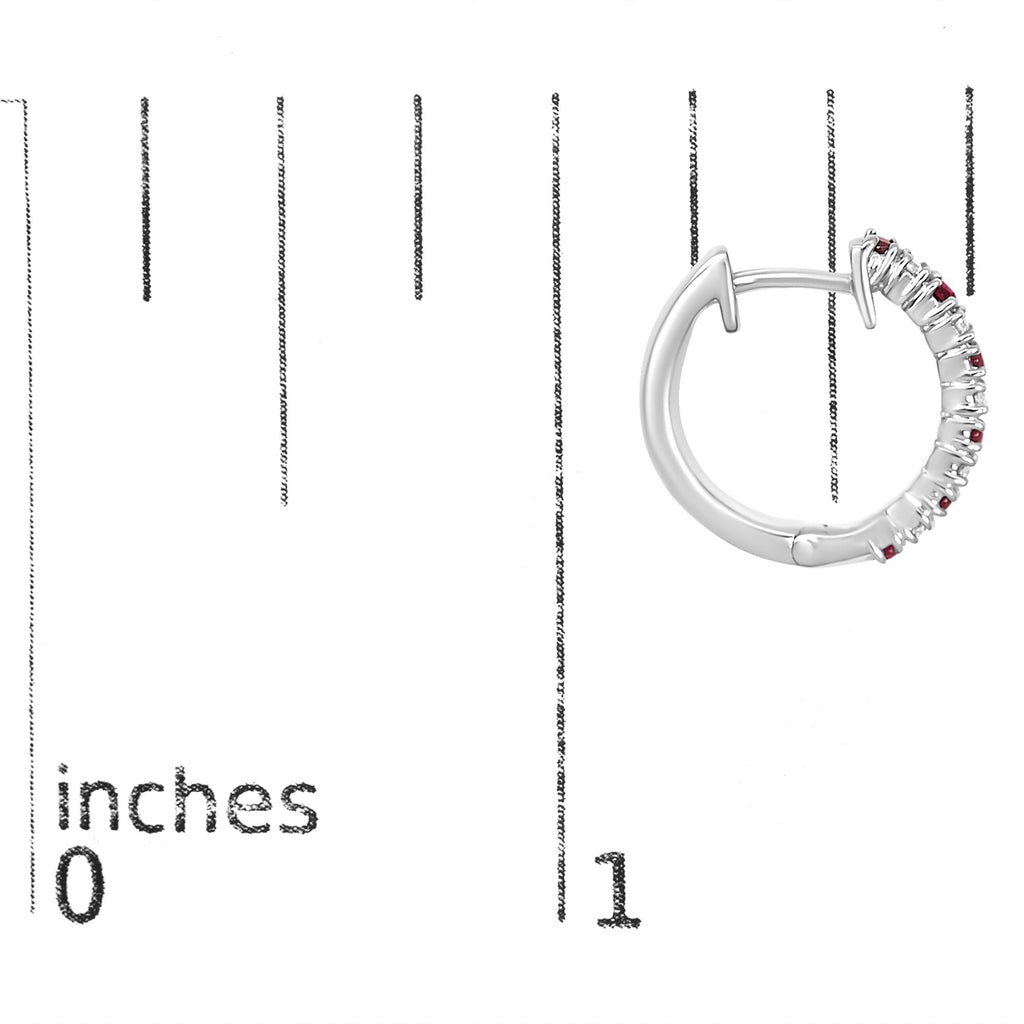 10K Gold Alternating Diamond and Red Ruby Huggie Hoop Earrings - Friggin Jewelry